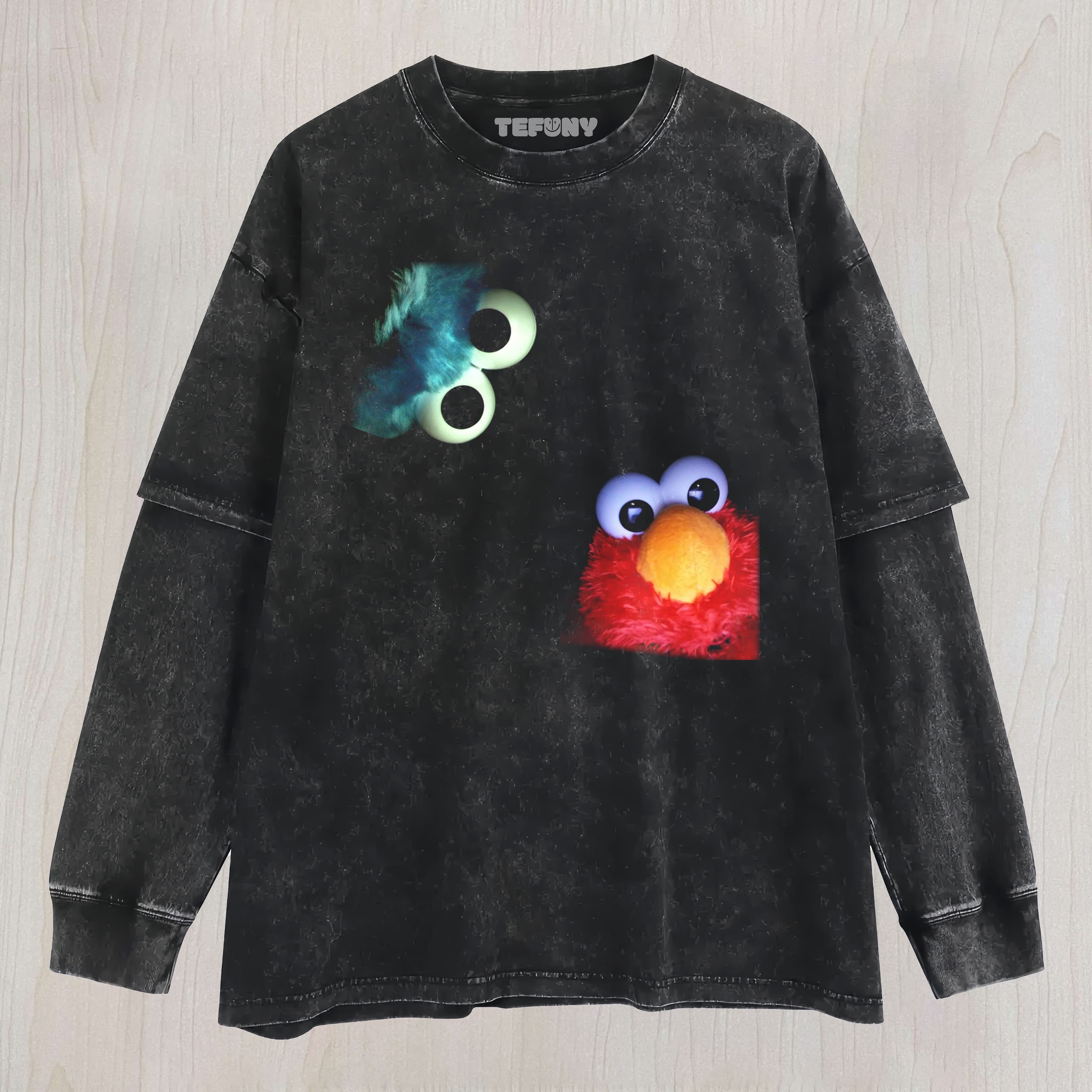 ELMO AND COOKIE MONSTER LAYERED LONG SLEEVE