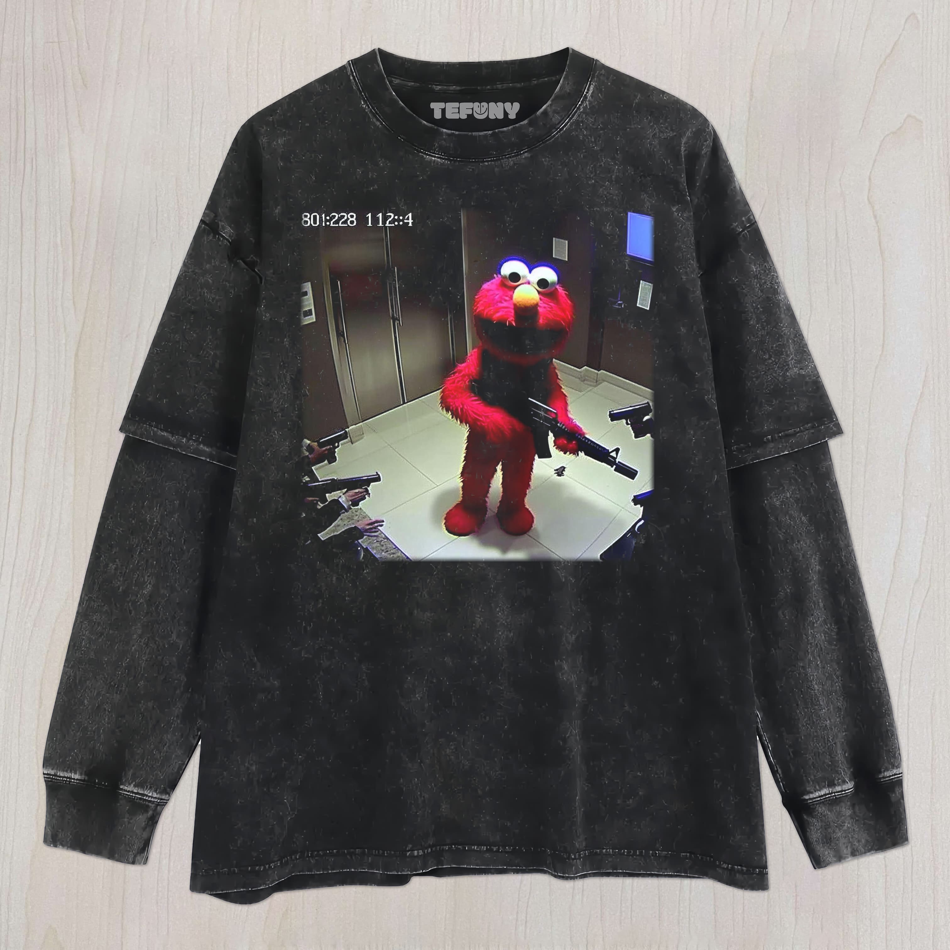 ELMO IN THE ELEVATOR UNISEX TEE, TANK TOP, LAYERED LS, SWEATSHIRT & HOODIE