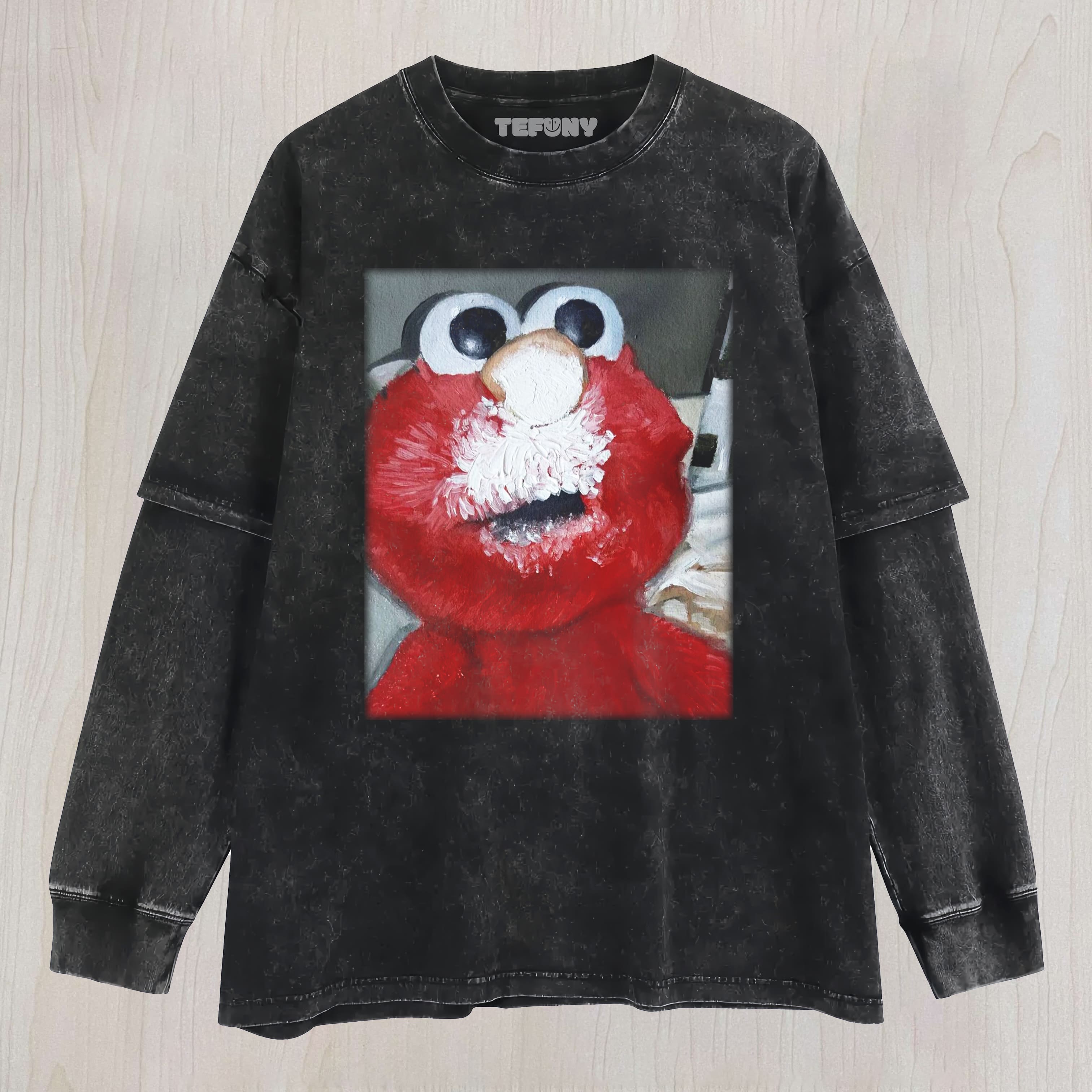 ELMO WHITE POWDER(OIL PAINTING VERSION) LAYERED LONG SLEEVE