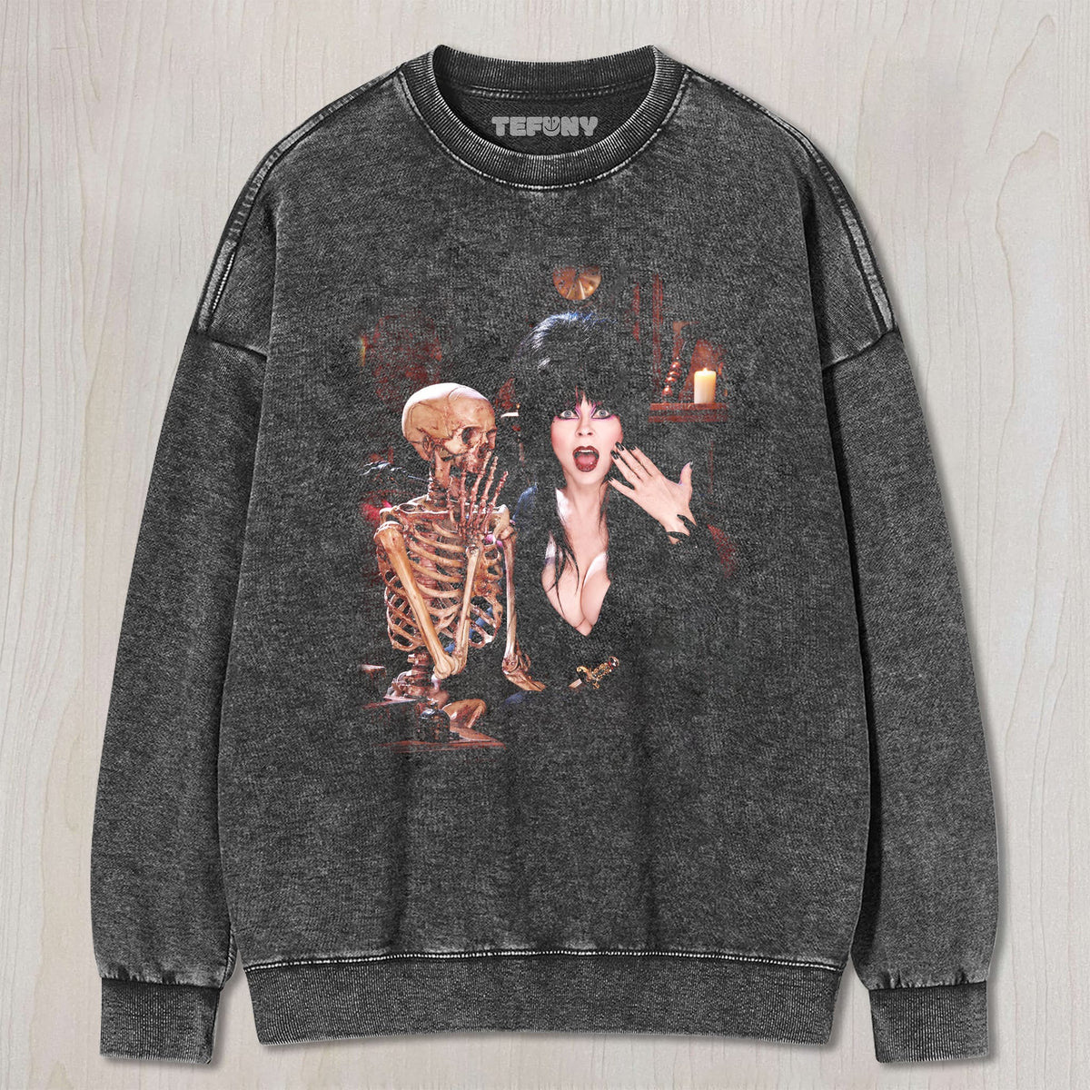 ELVIRA & SKELETON UNISEX TEE, TANK TOP, LAYERED LS, SWEATSHIRT & HOODIE
