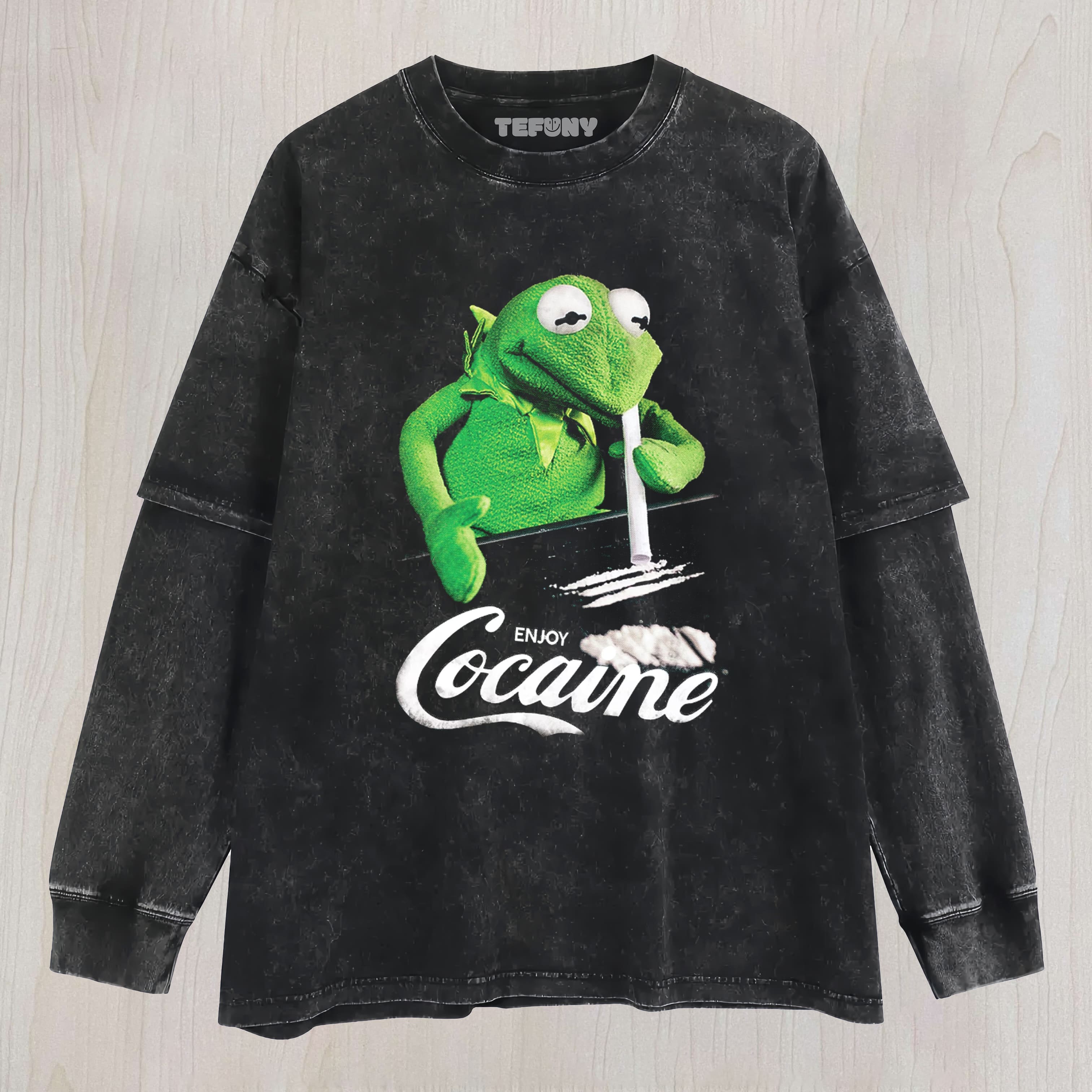 ENJOY COCAINE FROG UNISEX TEE, TANK TOP, LAYERED LS, SWEATSHIRT & HOODIE