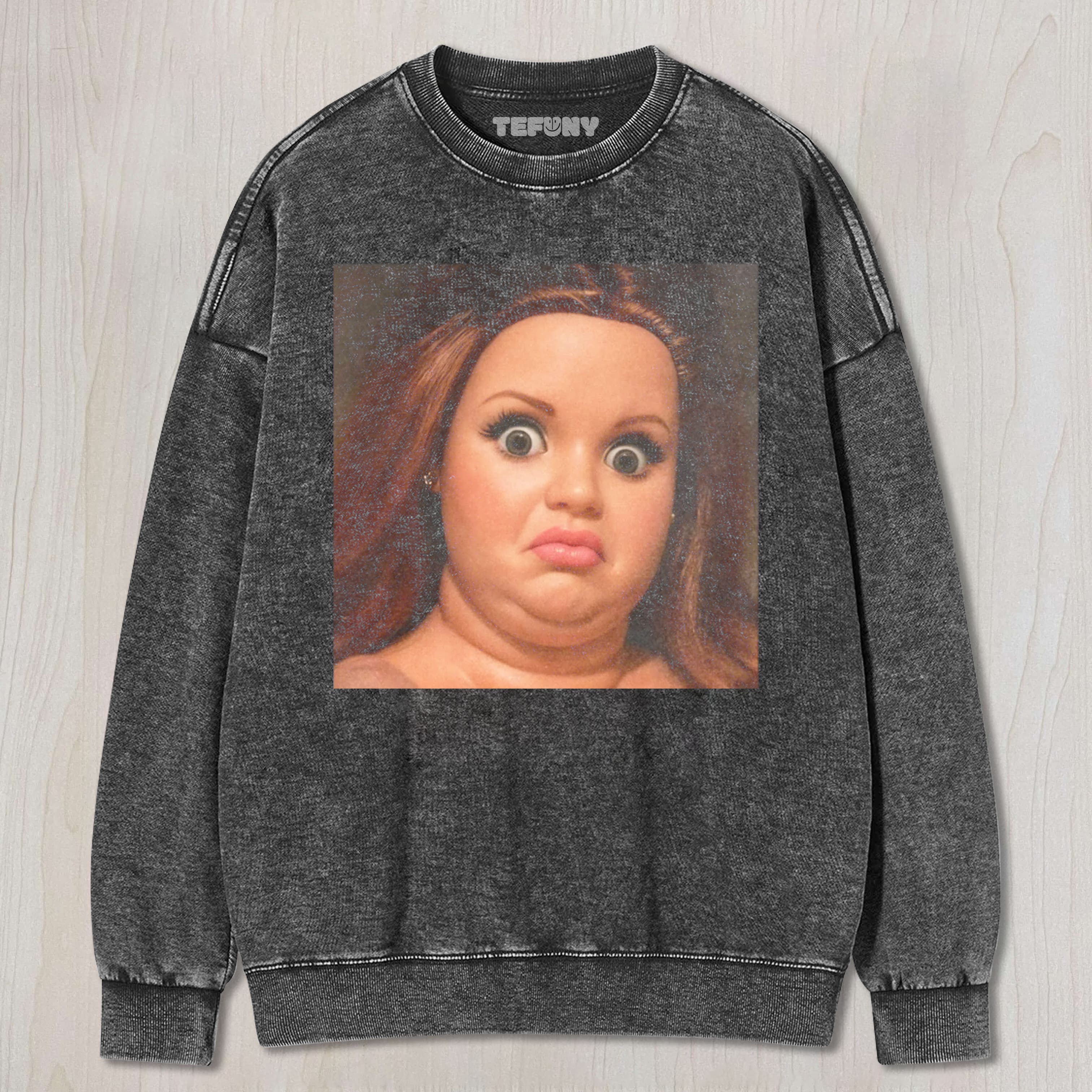 FACE DOLL GIRL FUNNY MEME1 UNISEX TEE, TANK TOP, LAYERED LS, SWEATSHIRT & HOODIE