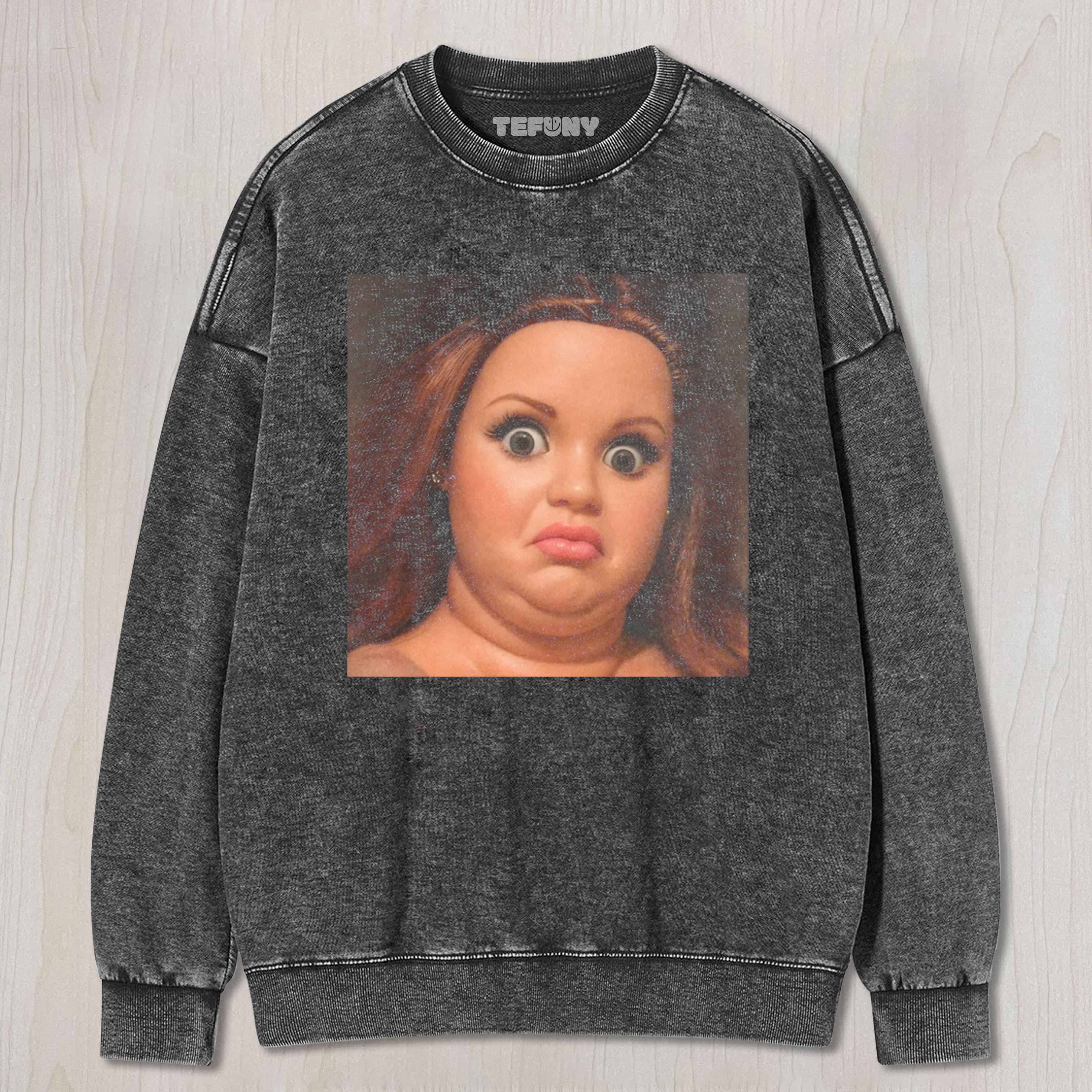 FACE DOLL GIRL FUNNY MEME UNISEX TEE, TANK TOP, LAYERED LS, SWEATSHIRT & HOODIE