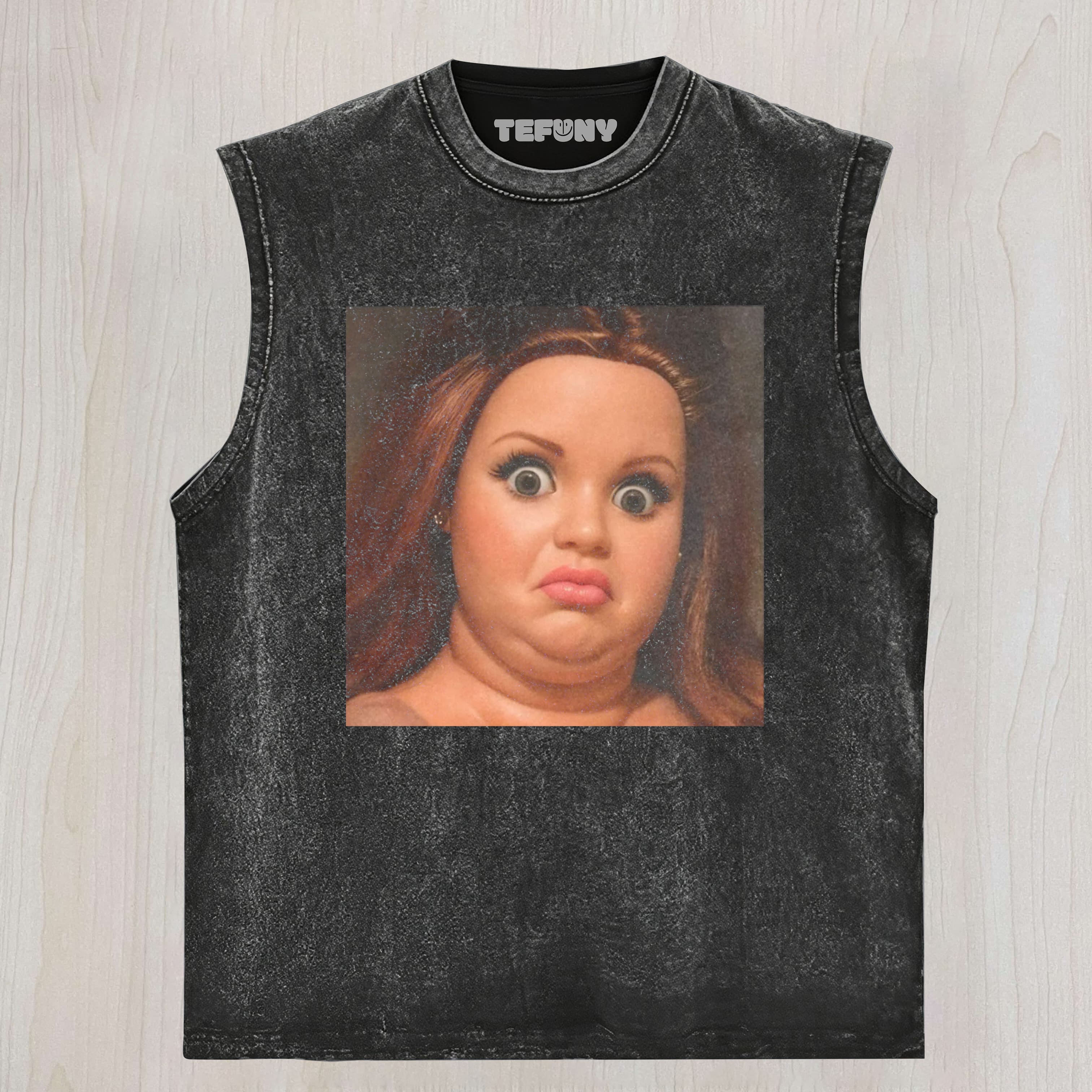 FACE DOLL GIRL FUNNY MEME UNISEX TEE, TANK TOP, LAYERED LS, SWEATSHIRT & HOODIE