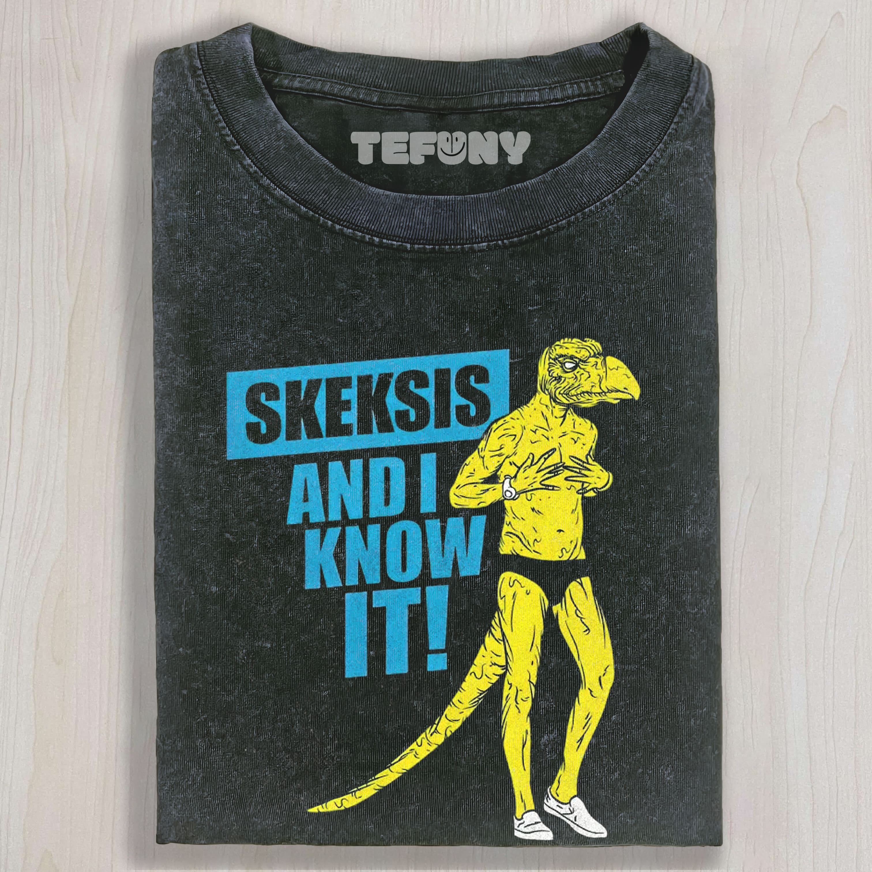 FANTASY CREATURE PARODY GRAPHIC WASHED UNISEX TEE, TANK TOP, LAYERED LS, SWEATSHIRT & HOODIE