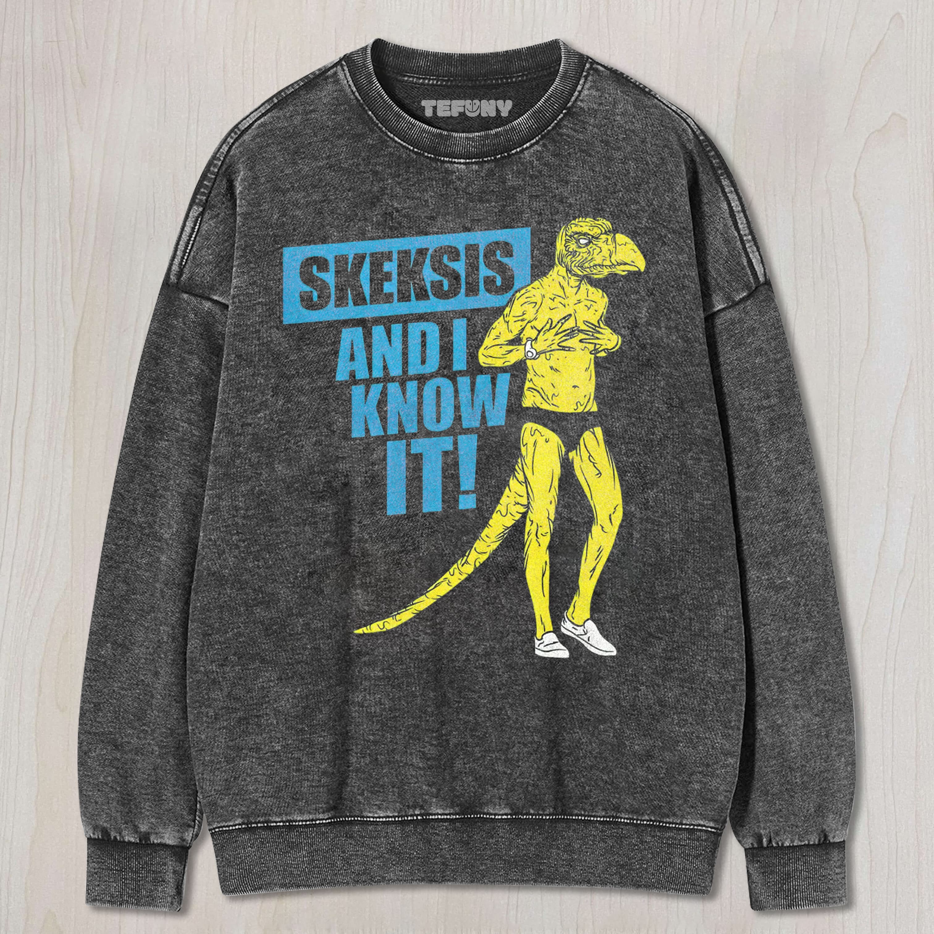 FANTASY CREATURE PARODY GRAPHIC WASHED UNISEX TEE, TANK TOP, LAYERED LS, SWEATSHIRT & HOODIE