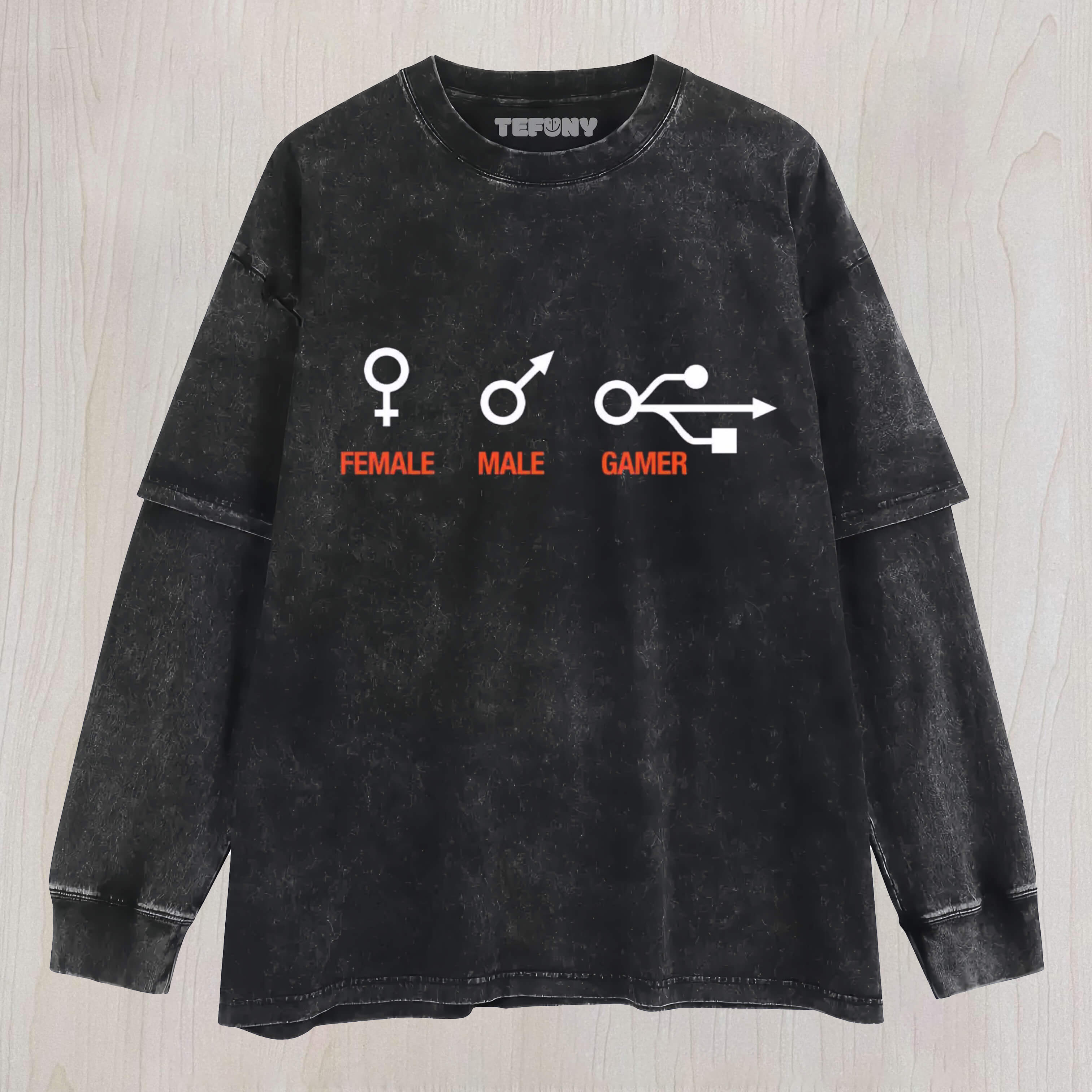 FEMALE MALE GAMER LAYERED LONG SLEEVE