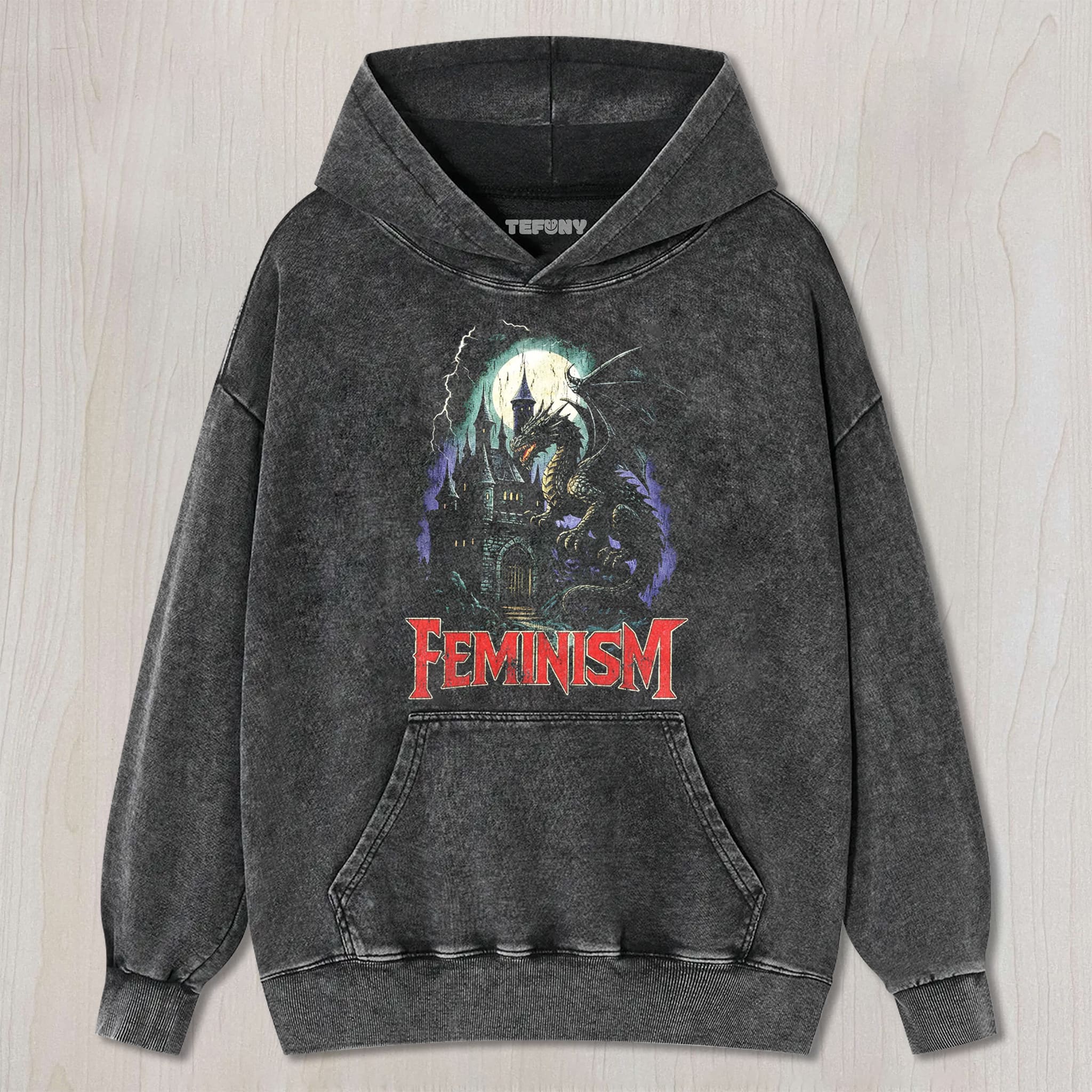 FEMINISM DRAGON FANTASY VINTAGE GRAPHIC UNISEX TEE, TANK TOP, LAYERED LS, SWEATSHIRT & HOODIE