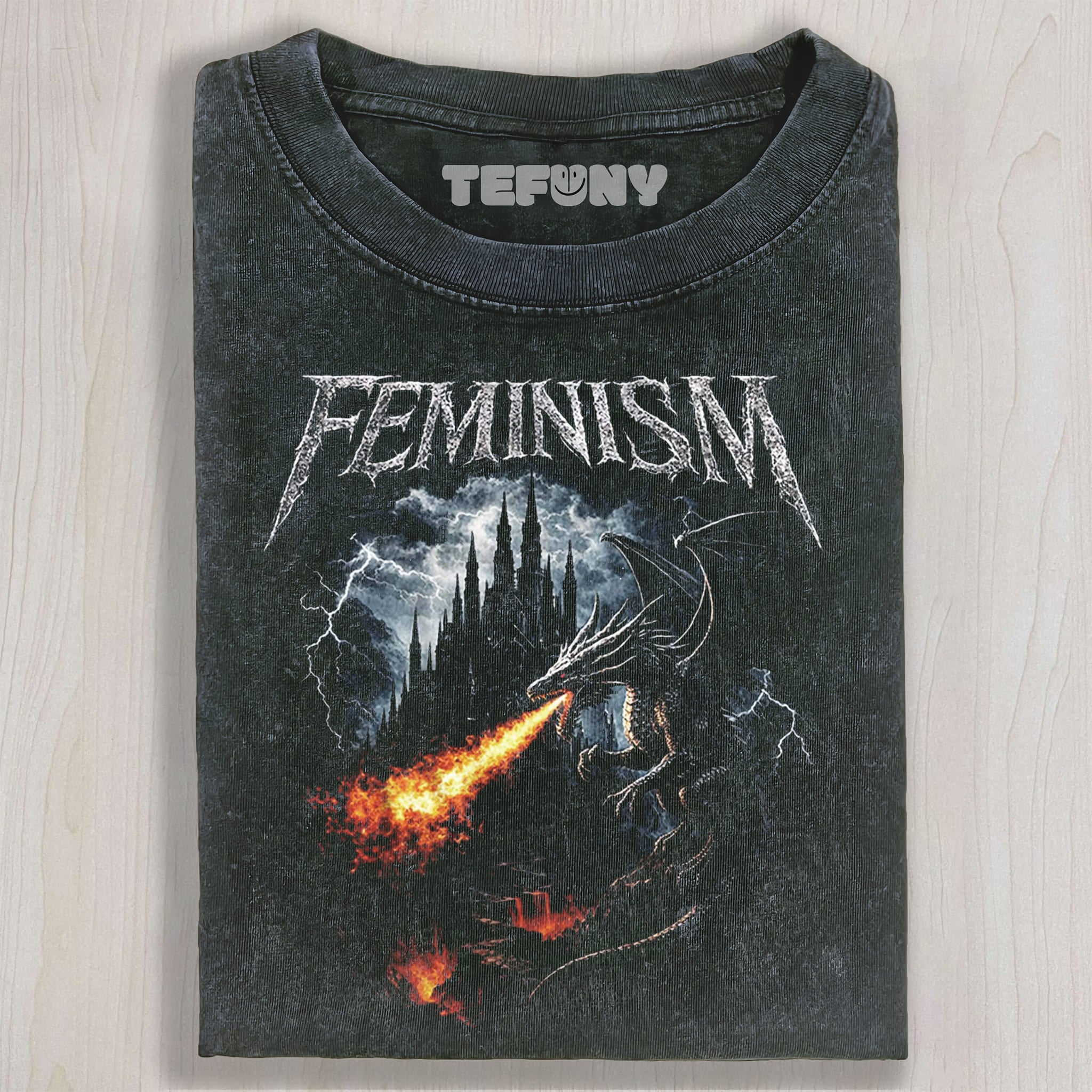 FEMINISM DRAGON FANTASY VINTAGE GRAPHICV1 UNISEX TEE, TANK TOP, LAYERED LS, SWEATSHIRT & HOODIE