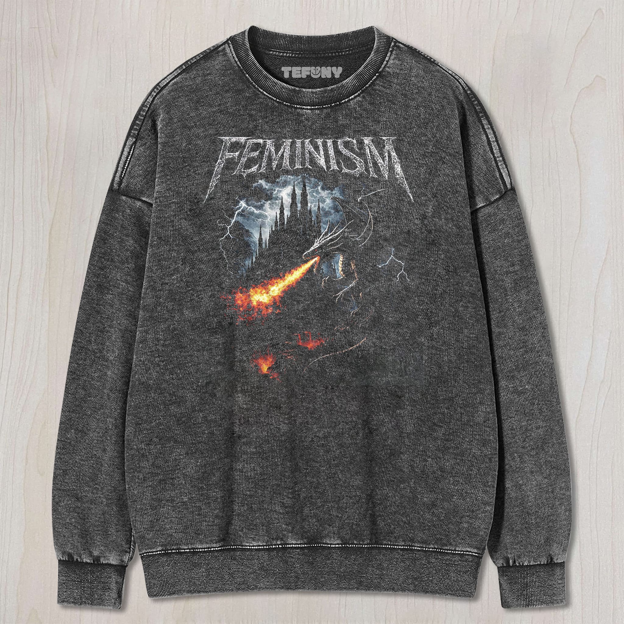 FEMINISM DRAGON FANTASY VINTAGE GRAPHICV1 UNISEX TEE, TANK TOP, LAYERED LS, SWEATSHIRT & HOODIE