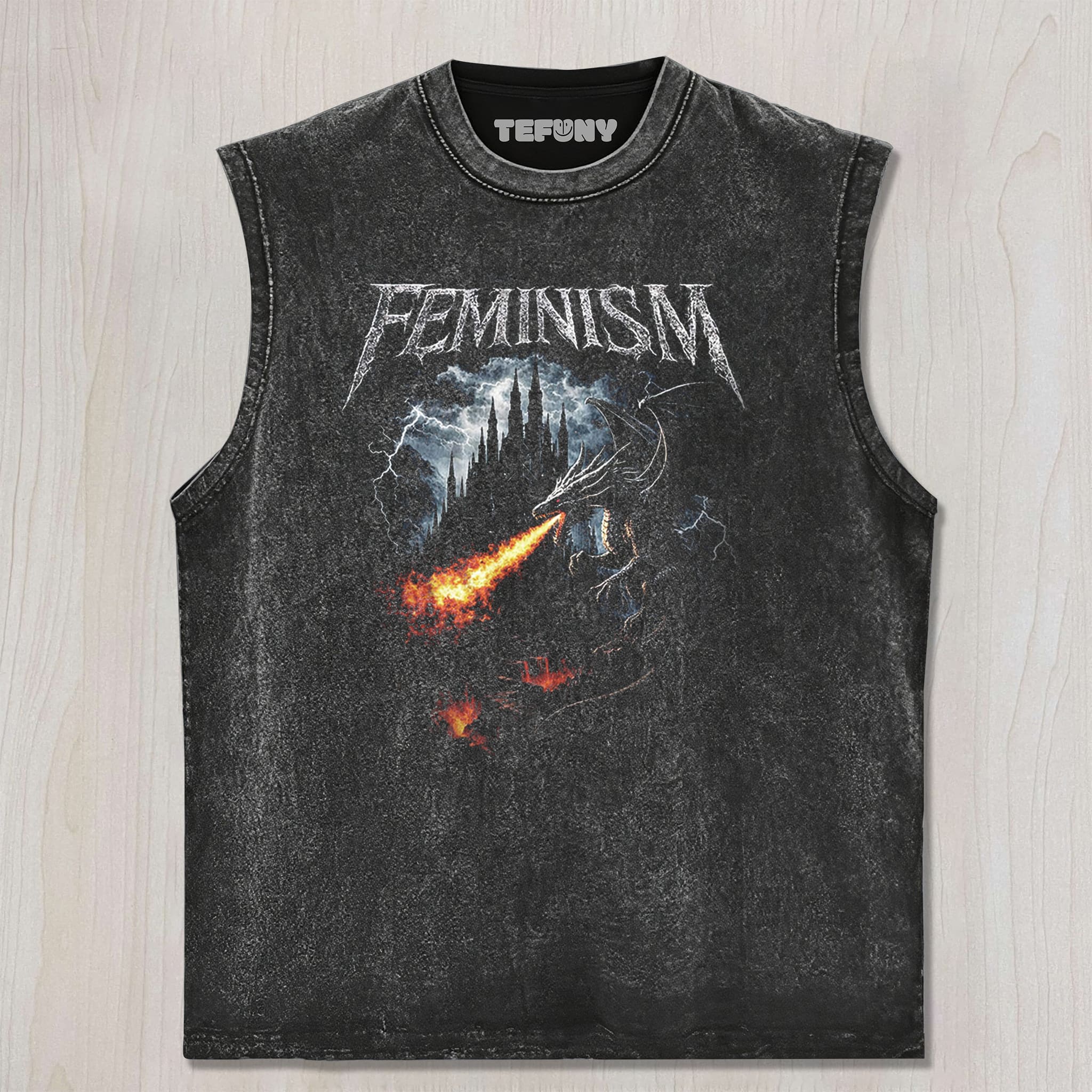 FEMINISM DRAGON FANTASY VINTAGE GRAPHICV1 UNISEX TEE, TANK TOP, LAYERED LS, SWEATSHIRT & HOODIE