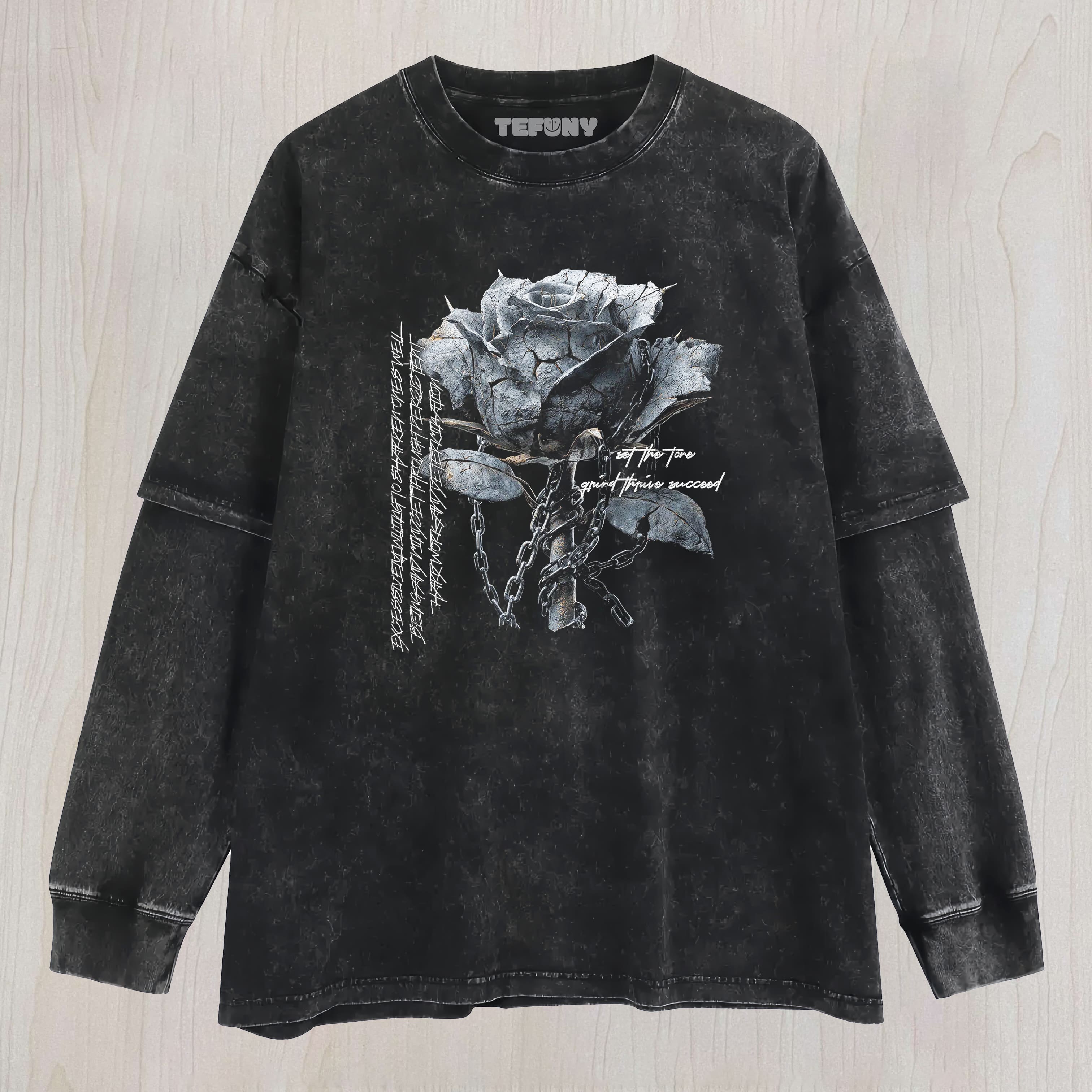 FLORAE IRON ROSE COLLAPSE LAYERED LONG SLEEVE