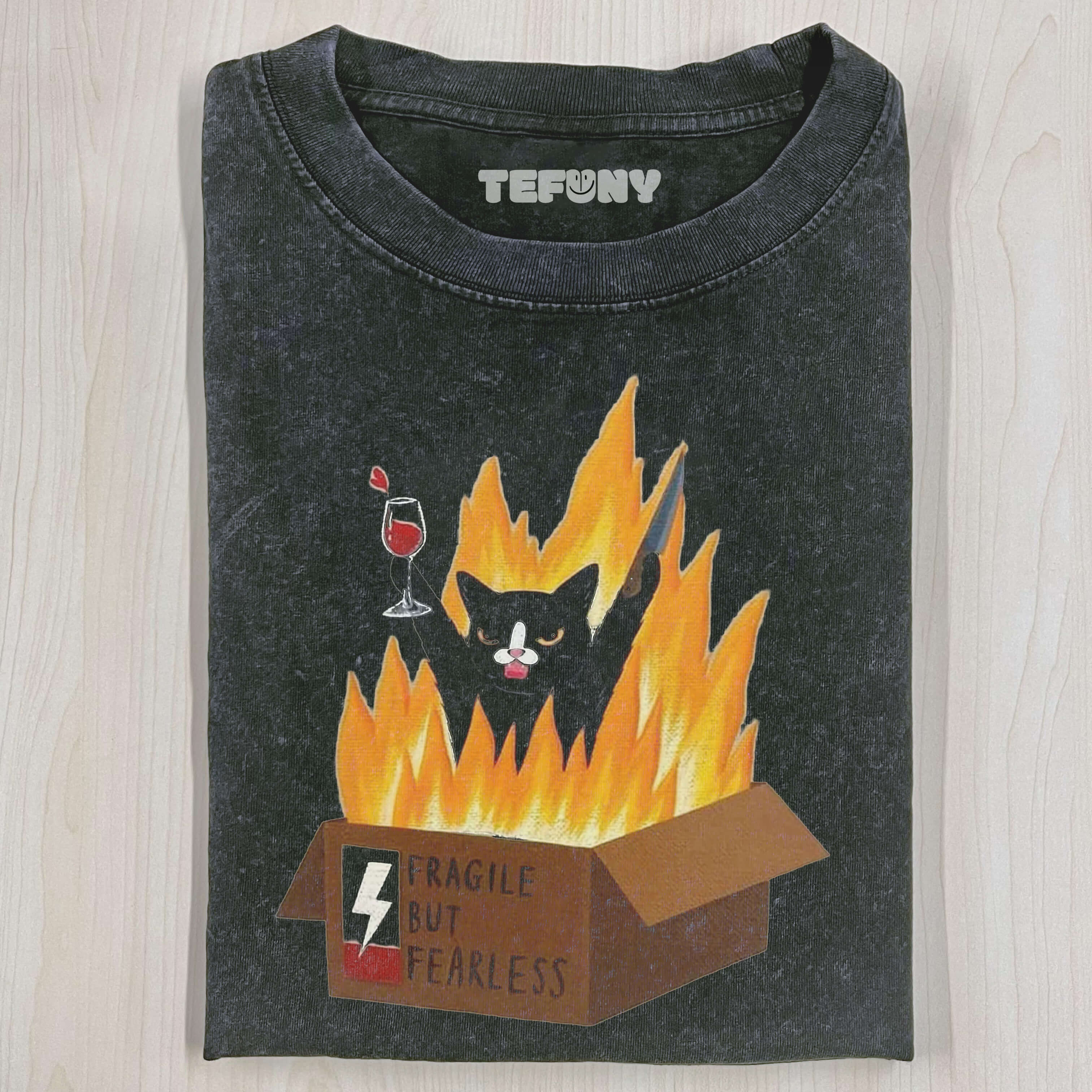 FRAGILE BUT FEARLESS CAT T-SHIRT