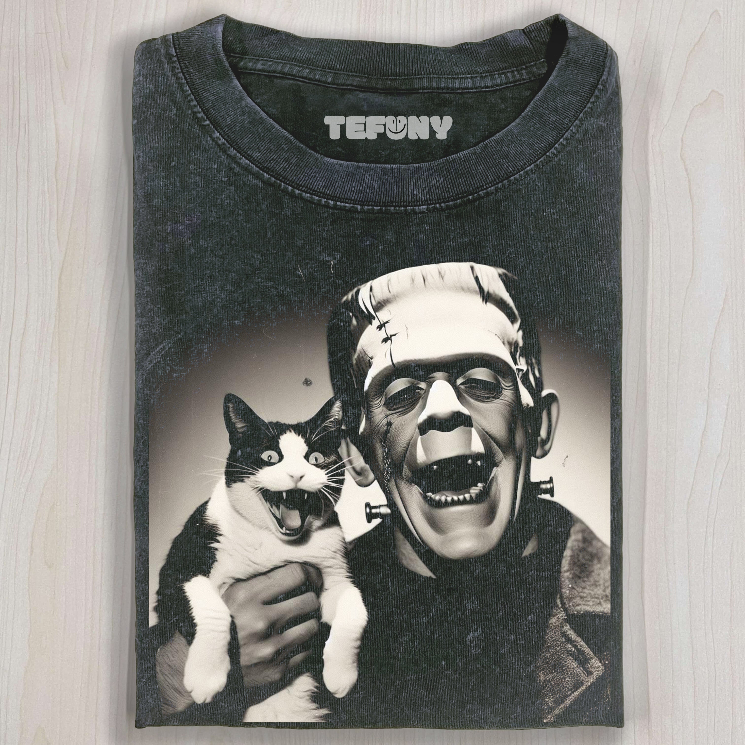 FRANKENSTEIN AND THE CAT T-SHIRT