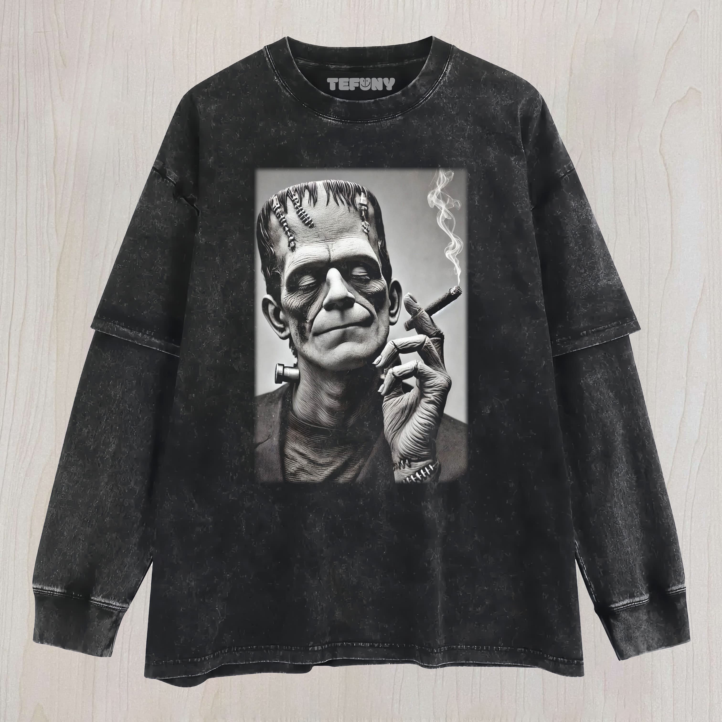 FRANKENSTEIN WITH A CIGAR LAYERED LONG SLEEVE