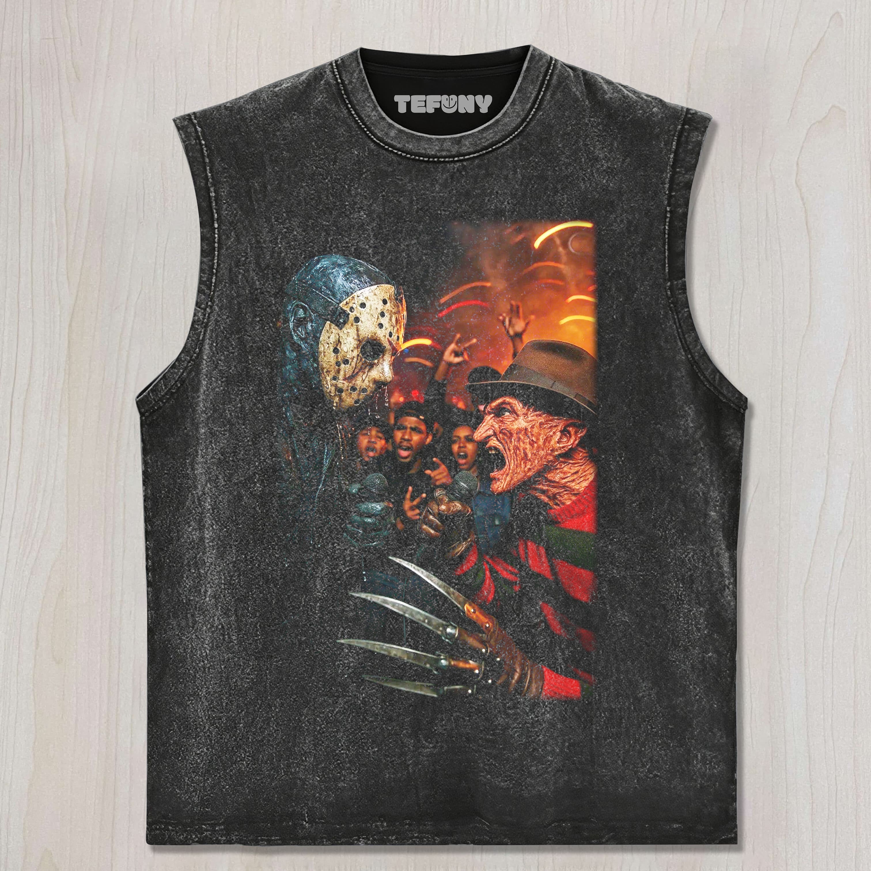 FREDDY AND JASON IN A BATTLE UNISEX TEE, TANK TOP, LAYERED LS, SWEATSHIRT & HOODIE