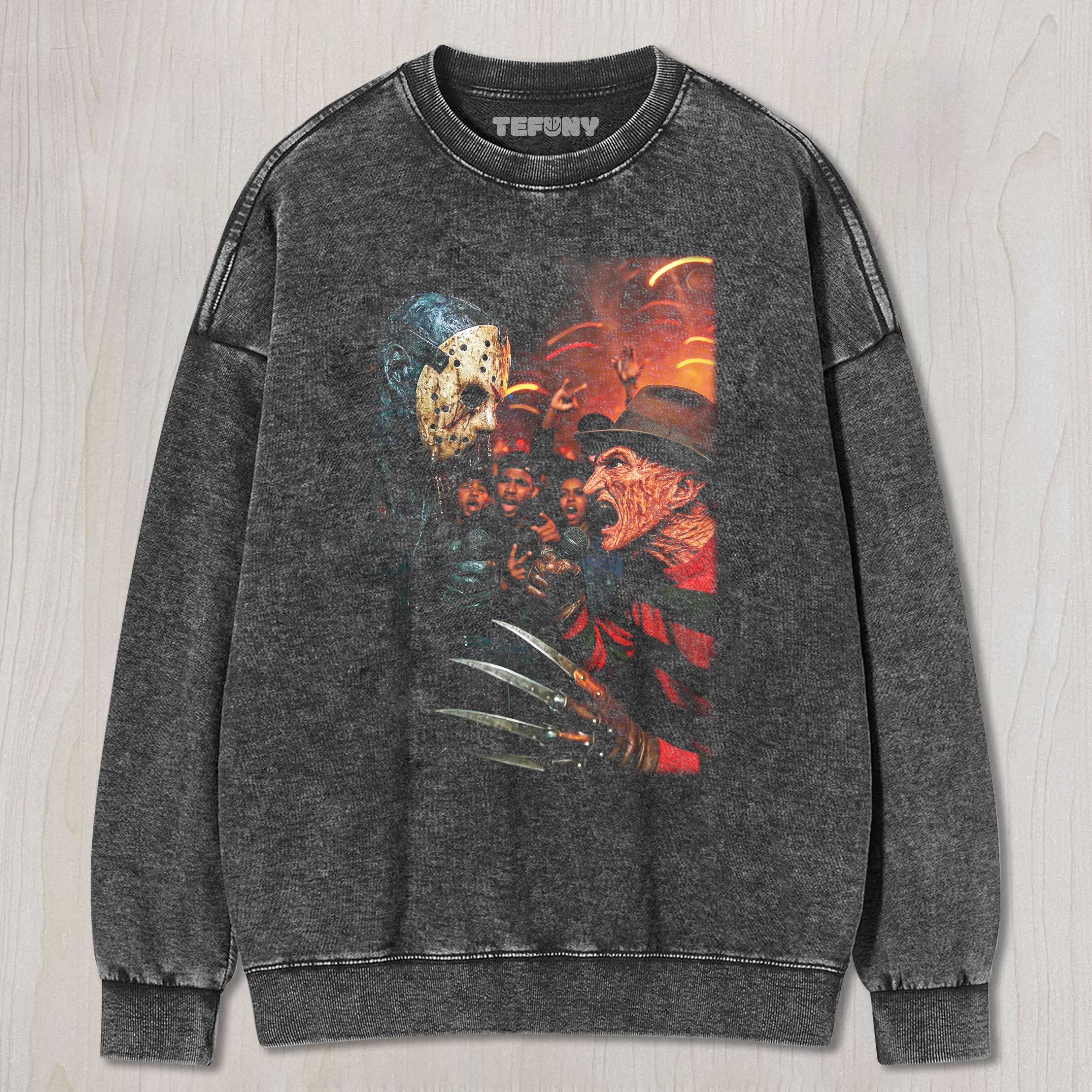 FREDDY AND JASON IN A BATTLE UNISEX TEE, TANK TOP, LAYERED LS, SWEATSHIRT & HOODIE