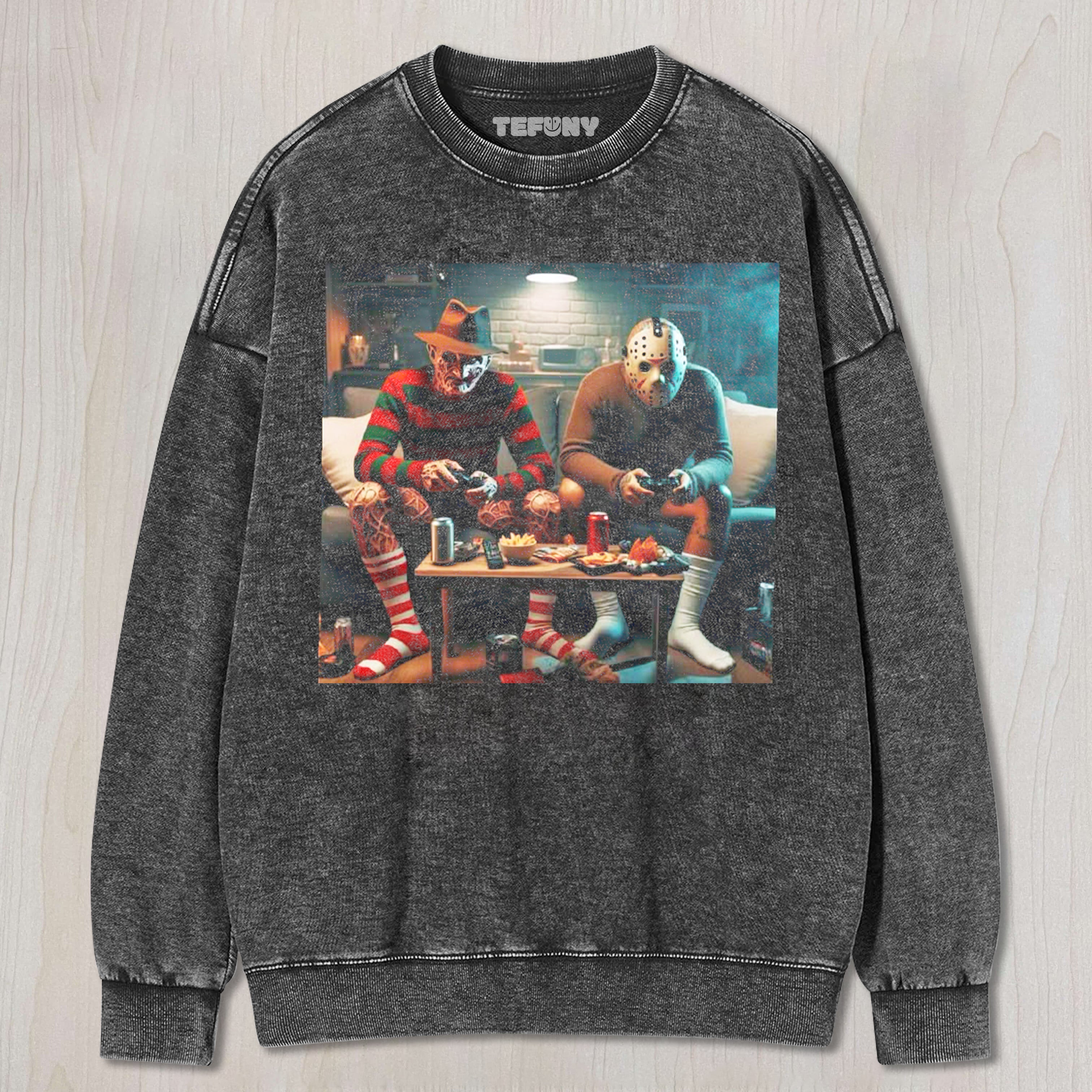 FREDDY KRUEGER PLAYS GAMES WITH JASON VOORHEES T-SHIRT