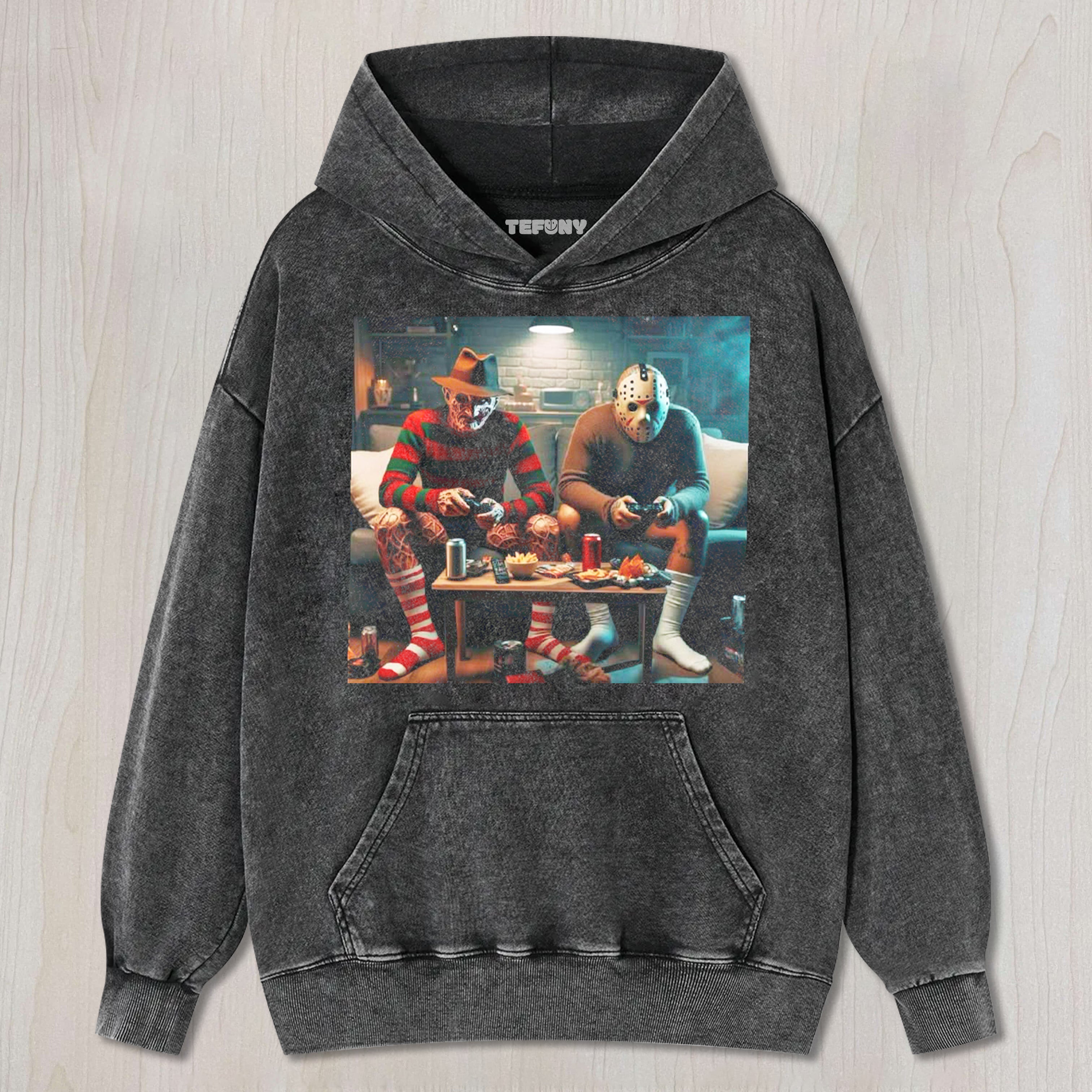 FREDDY KRUEGER PLAYS GAMES WITH JASON VOORHEES T-SHIRT