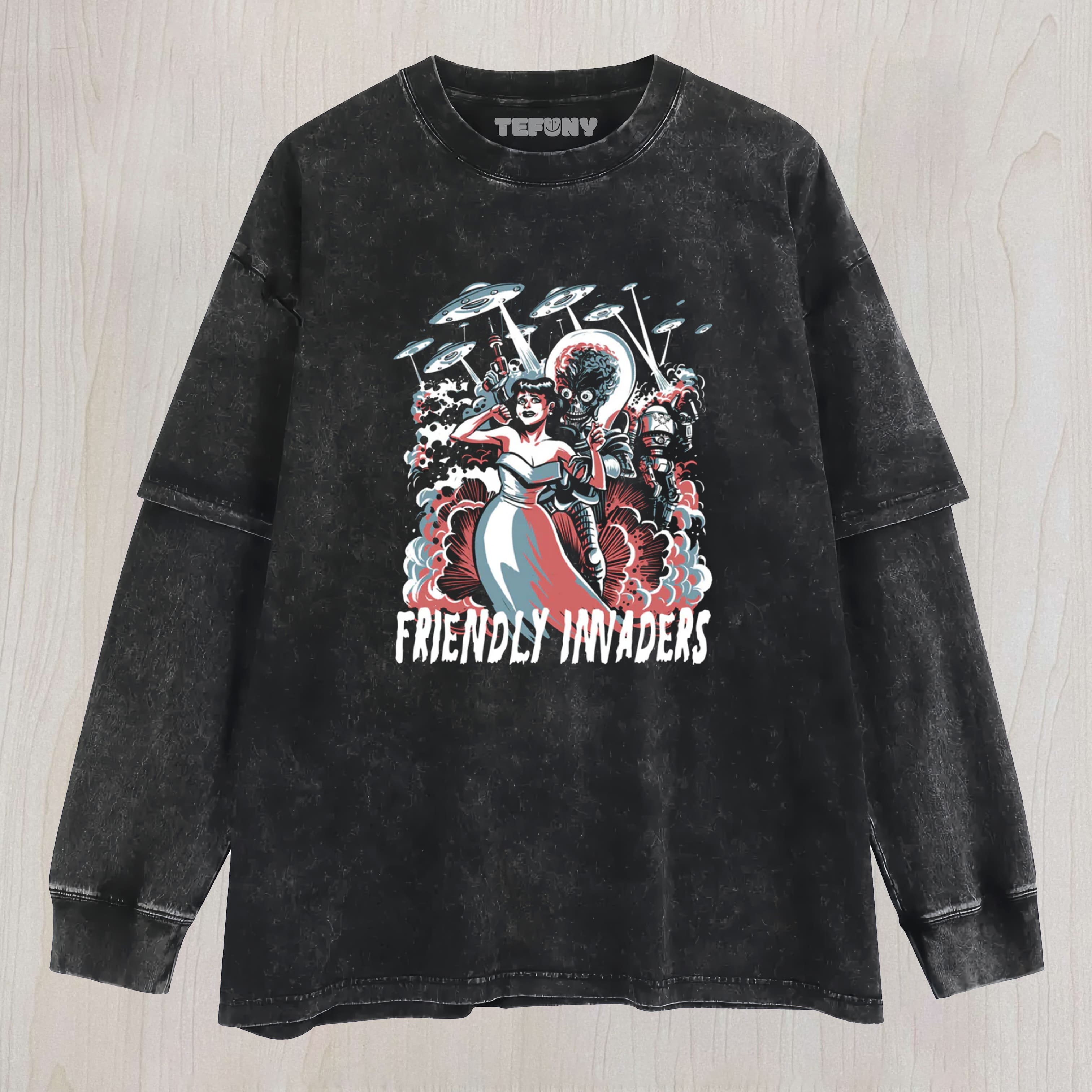 FRIENDLY INVADERS UNISEX TEE, TANK TOP, LAYERED LS, SWEATSHIRT & HOODIE