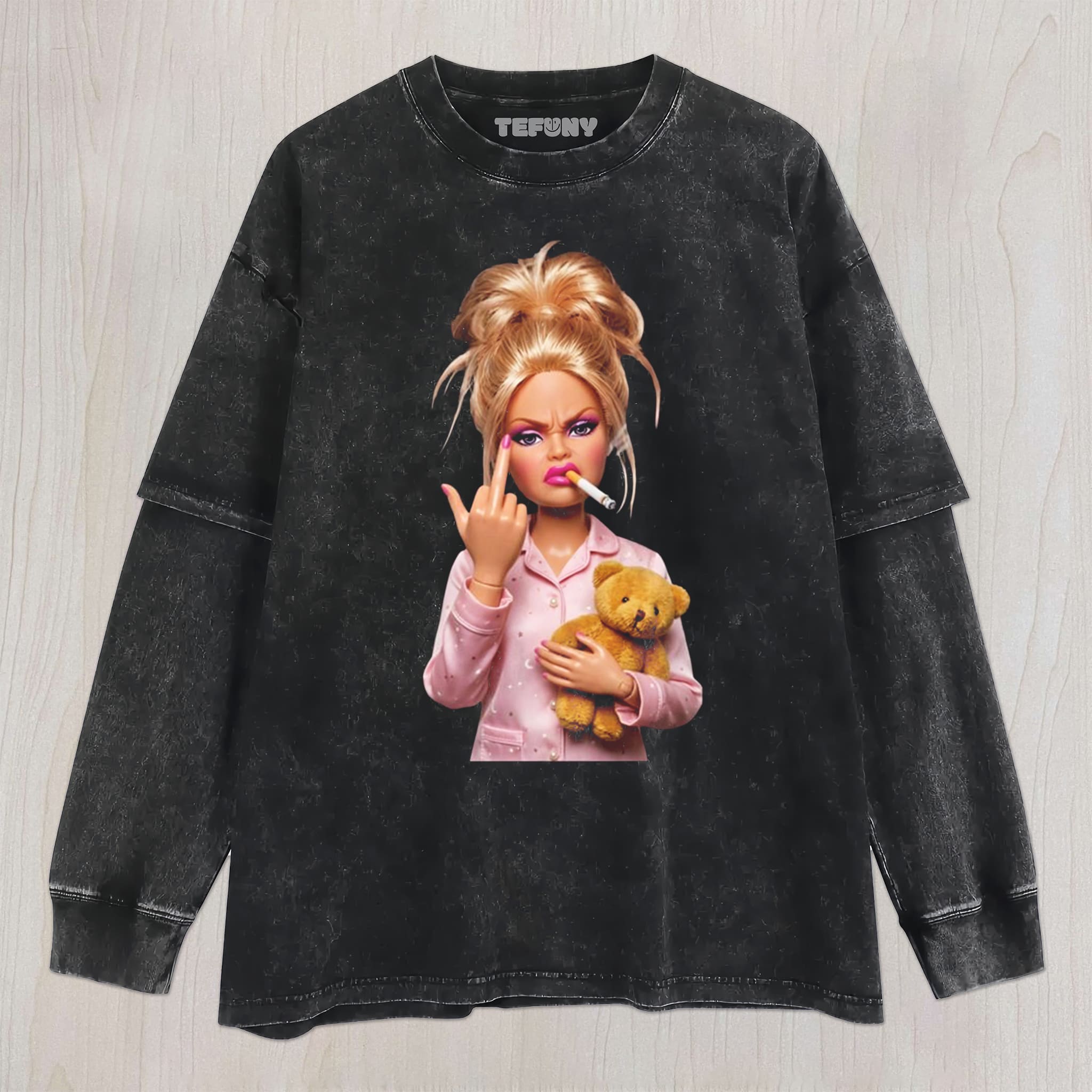 FUCK OFF DOLL MEME V1 UNISEX TEE, TANK TOP, LAYERED LS, SWEATSHIRT & HOODIE