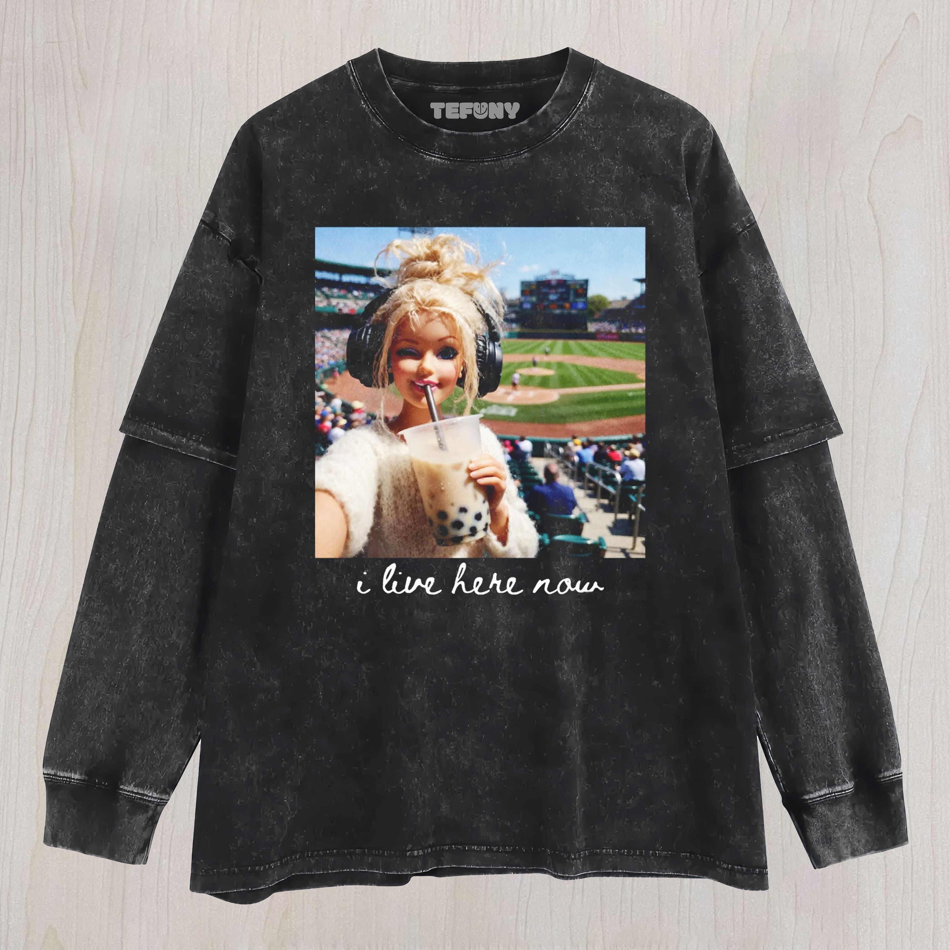 FUNNY BARBIE BALLFIELD DARK COMFORT 1 UNISEX TEE, TANK TOP, LAYERED LS, SWEATSHIRT & HOODIE