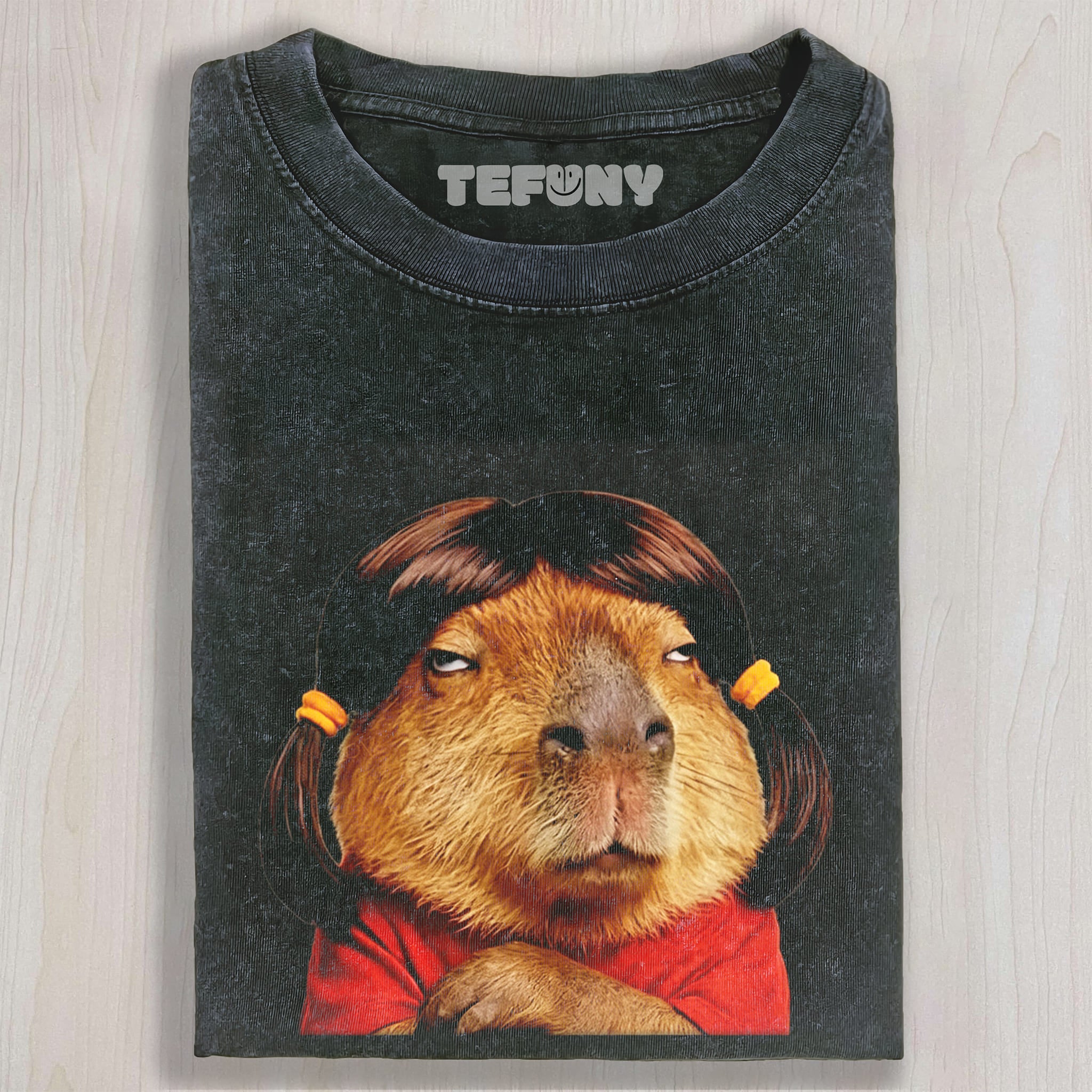FUNNY CAPYBARA WITH WIG GRAPHIC UNISEX TEE, TANK TOP, LAYERED LS, SWEATSHIRT & HOODIE