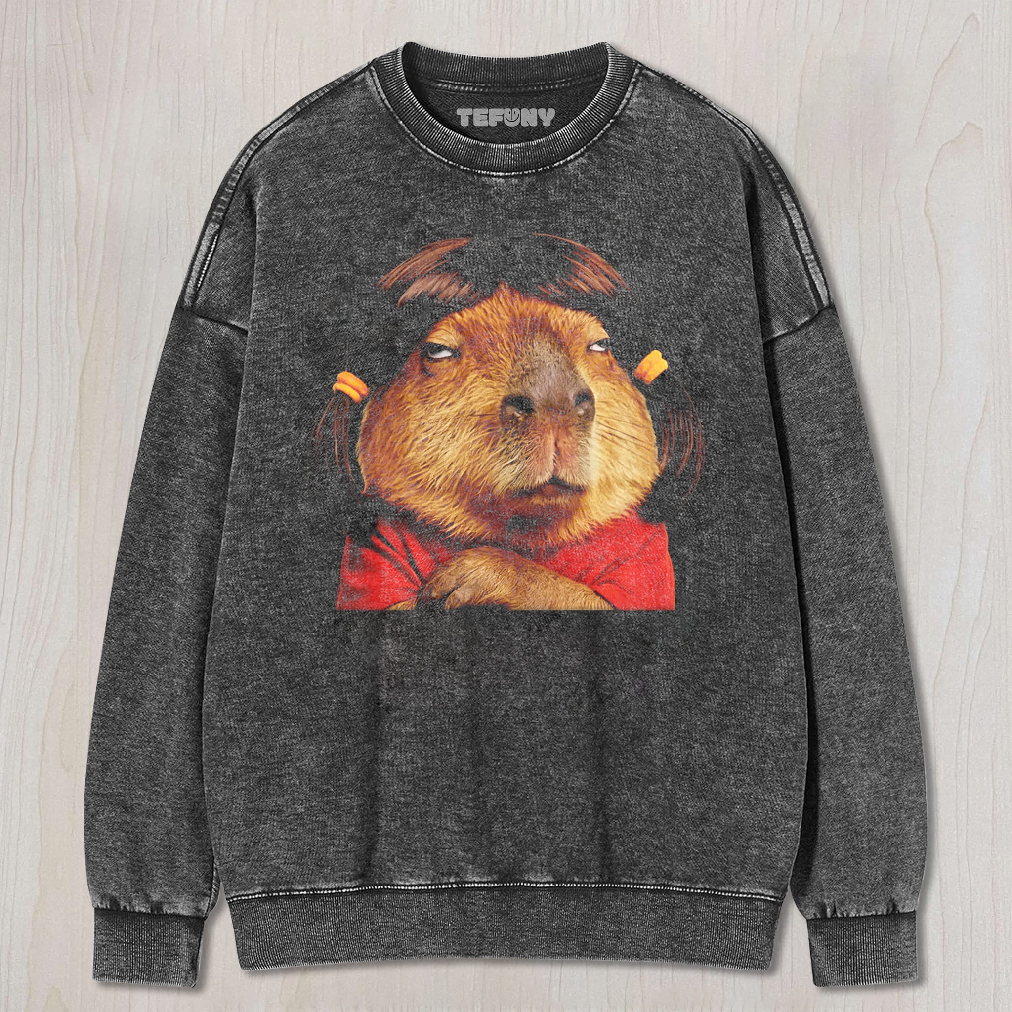 FUNNY CAPYBARA WITH WIG GRAPHIC UNISEX TEE, TANK TOP, LAYERED LS, SWEATSHIRT & HOODIE