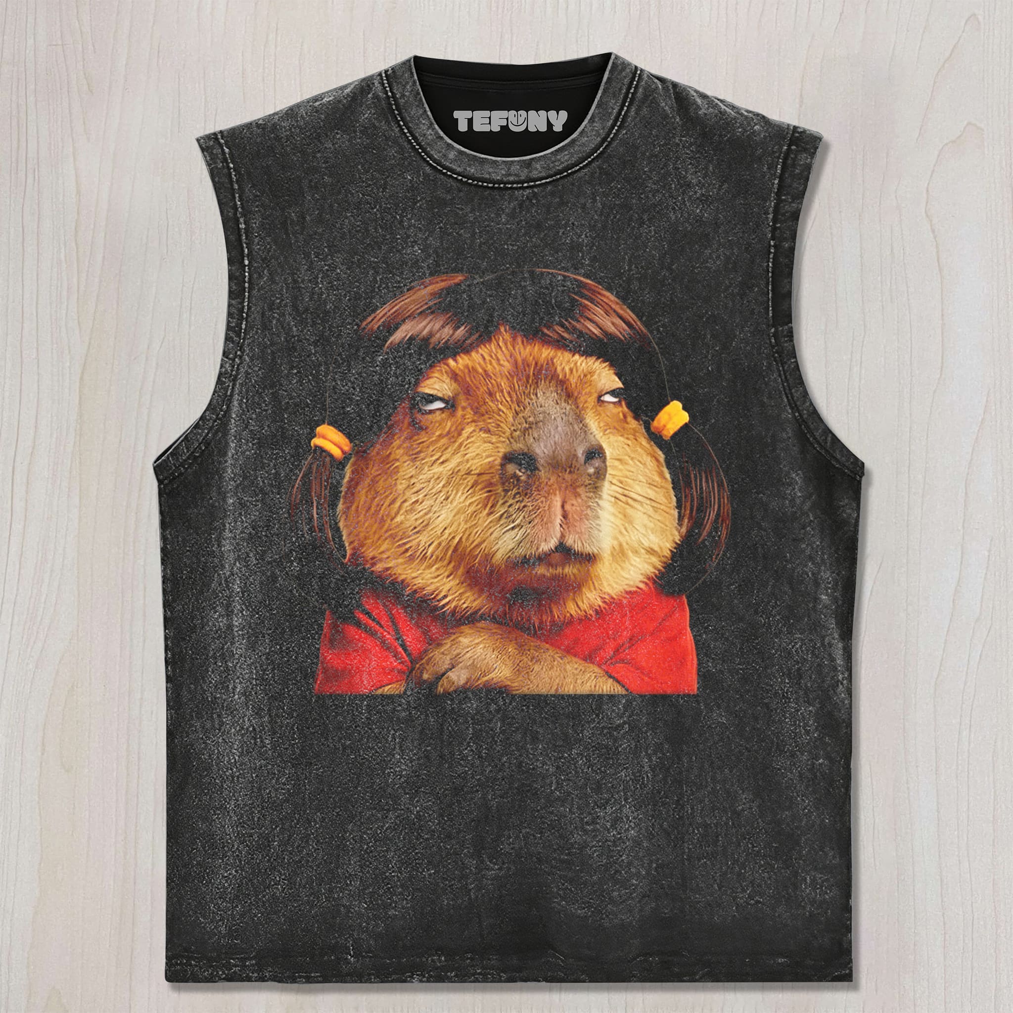 FUNNY CAPYBARA WITH WIG GRAPHIC UNISEX TEE, TANK TOP, LAYERED LS, SWEATSHIRT & HOODIE