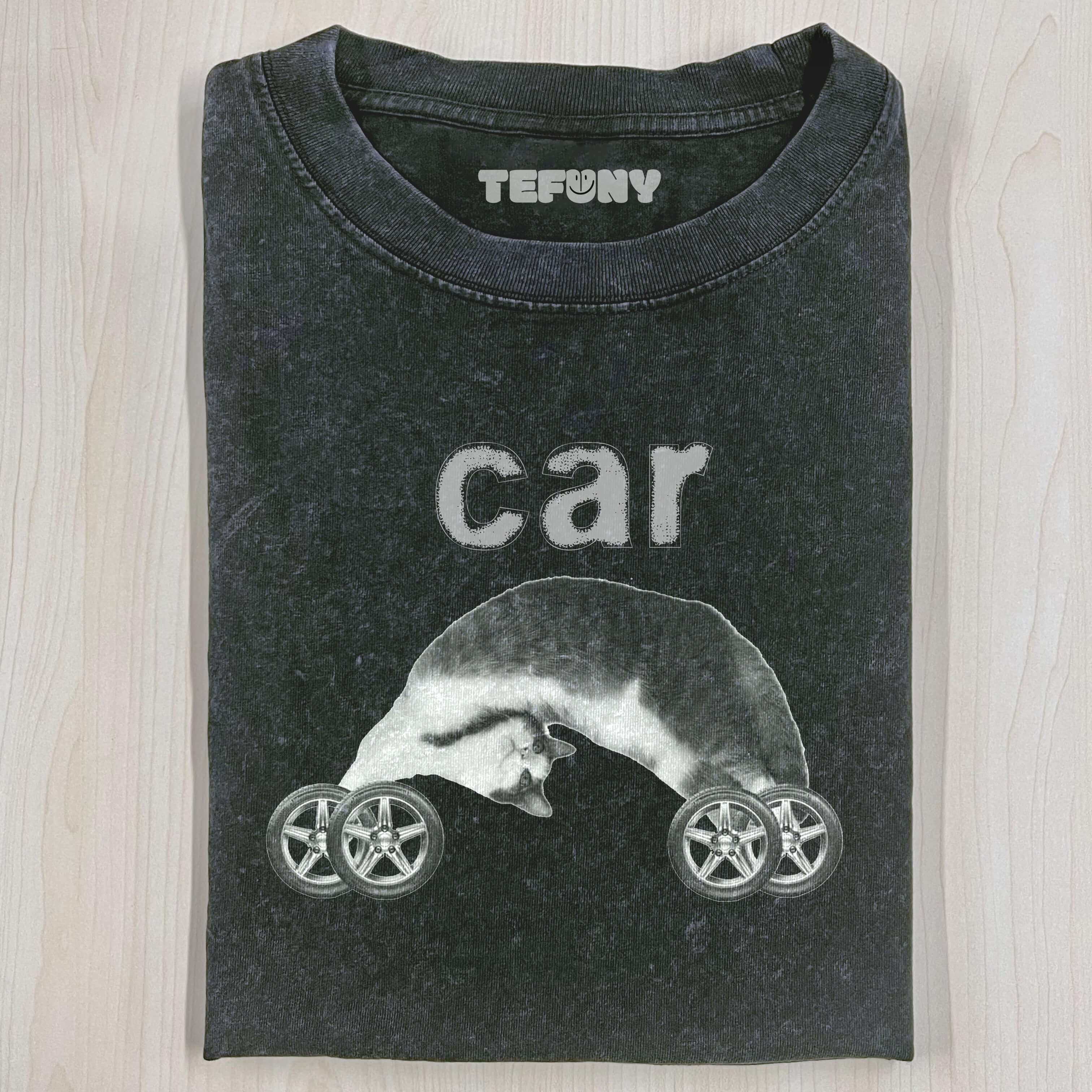 FUNNY CAT CAR T-SHIRT
