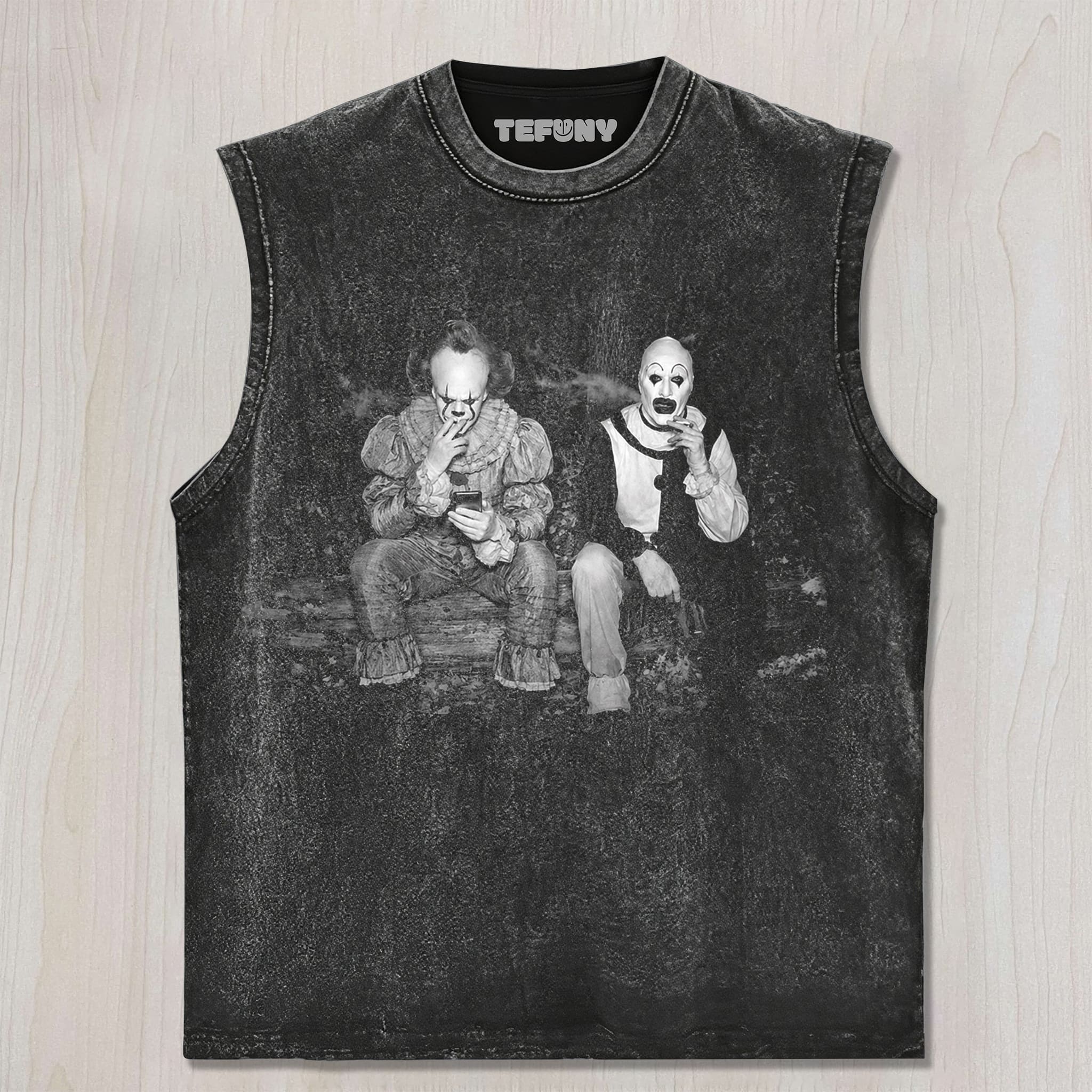 FUNNY CLOWNS SMOKING UNISEX TEE, TANK TOP, LAYERED LS, SWEATSHIRT & HOODIE