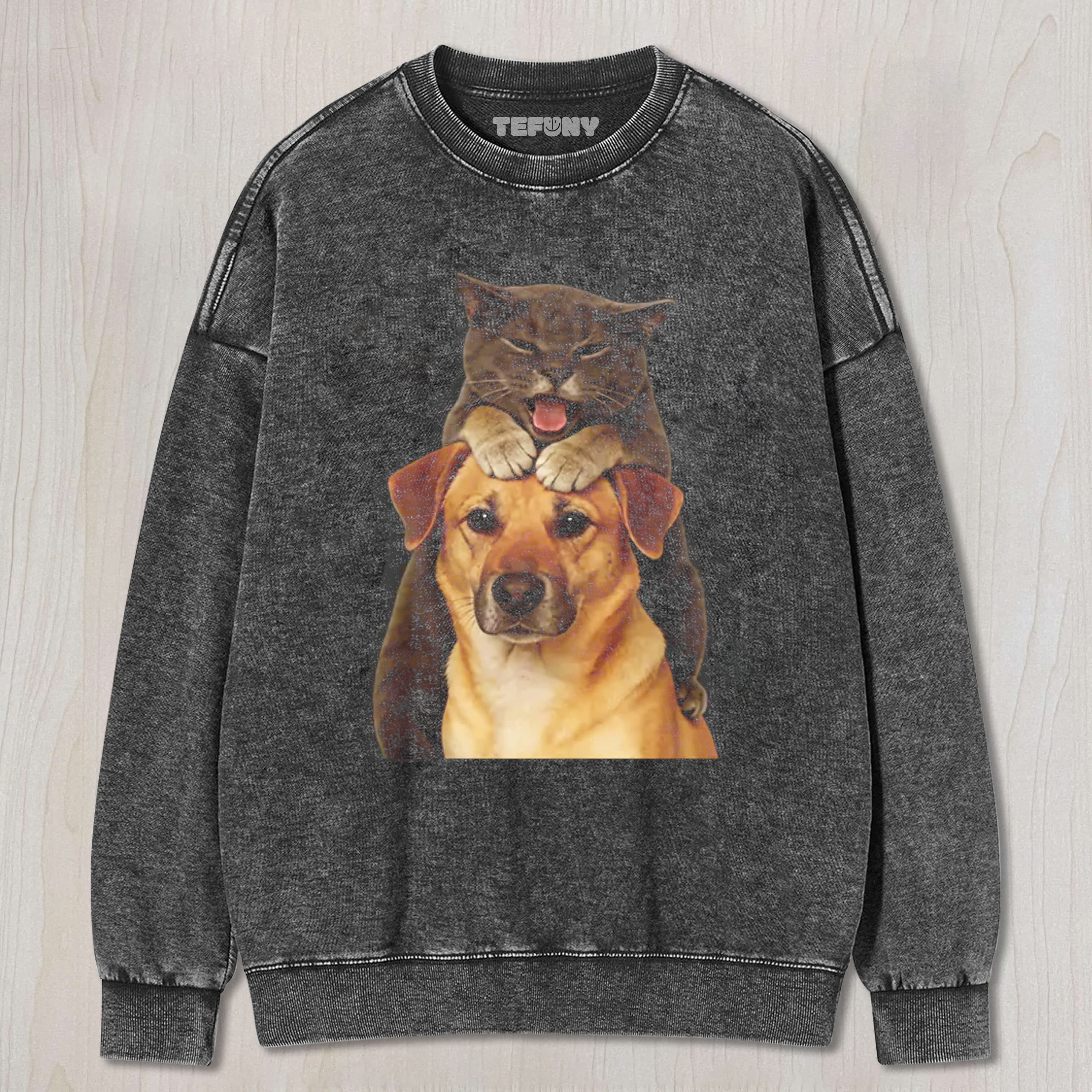 FUNNY CUTE FIGHTING DOG AND CAT UNISEX TEE, TANK TOP, LAYERED LS, SWEATSHIRT & HOODIE