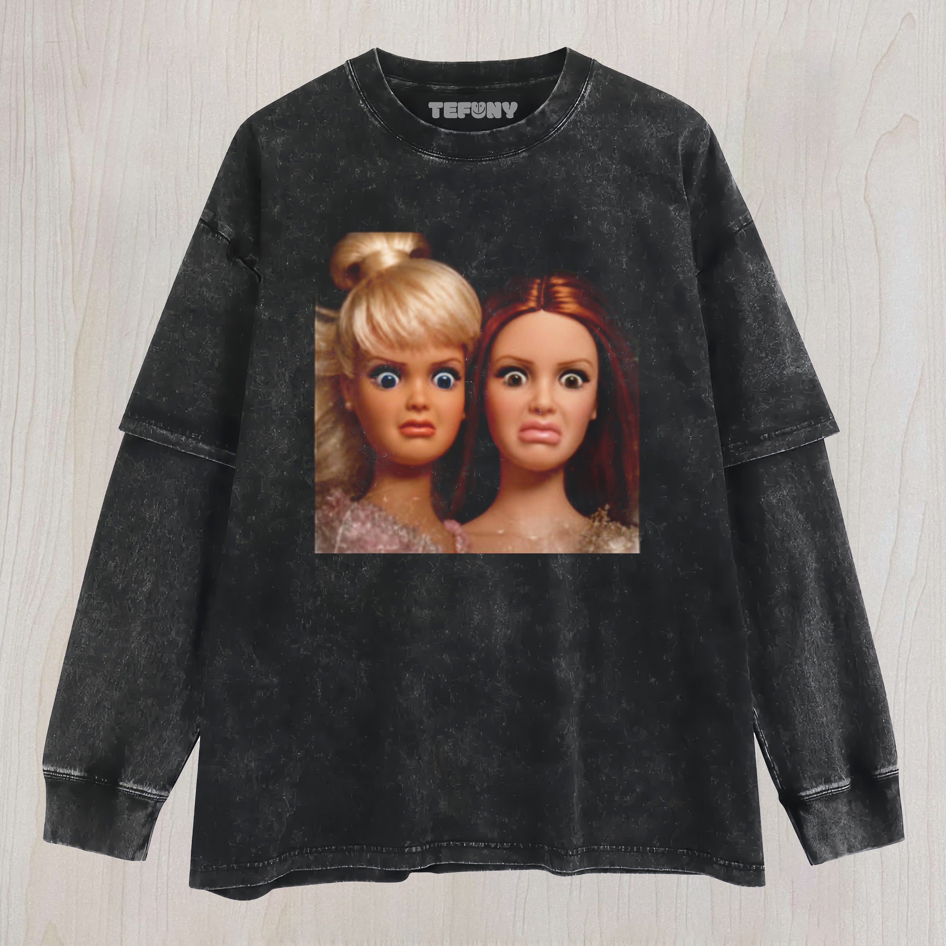 FUNNY DISGUSTED DOLLS FACE MEME UNISEX TEE, TANK TOP, LAYERED LS, SWEATSHIRT & HOODIE