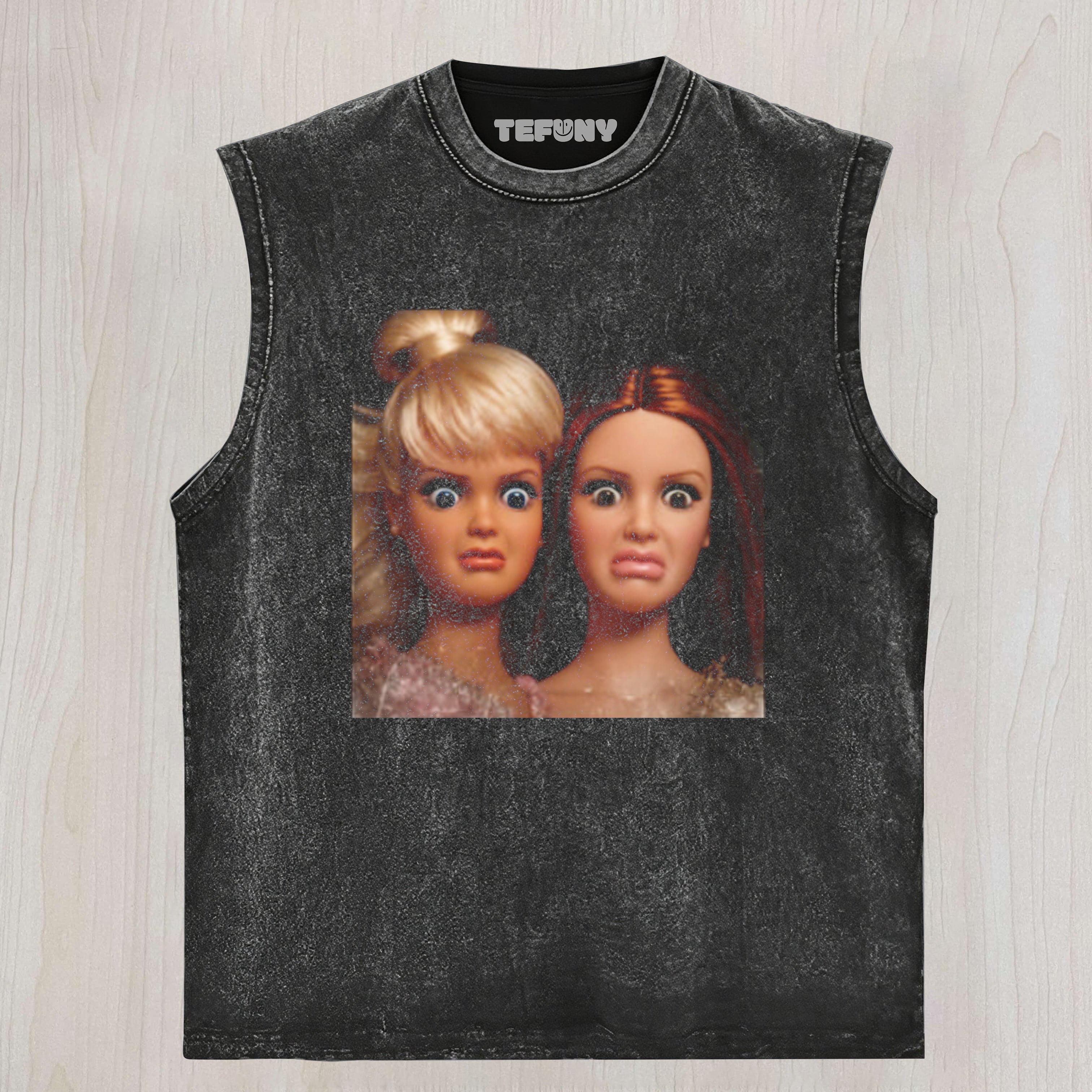 FUNNY DISGUSTED DOLLS FACE MEME UNISEX TEE, TANK TOP, LAYERED LS, SWEATSHIRT & HOODIE