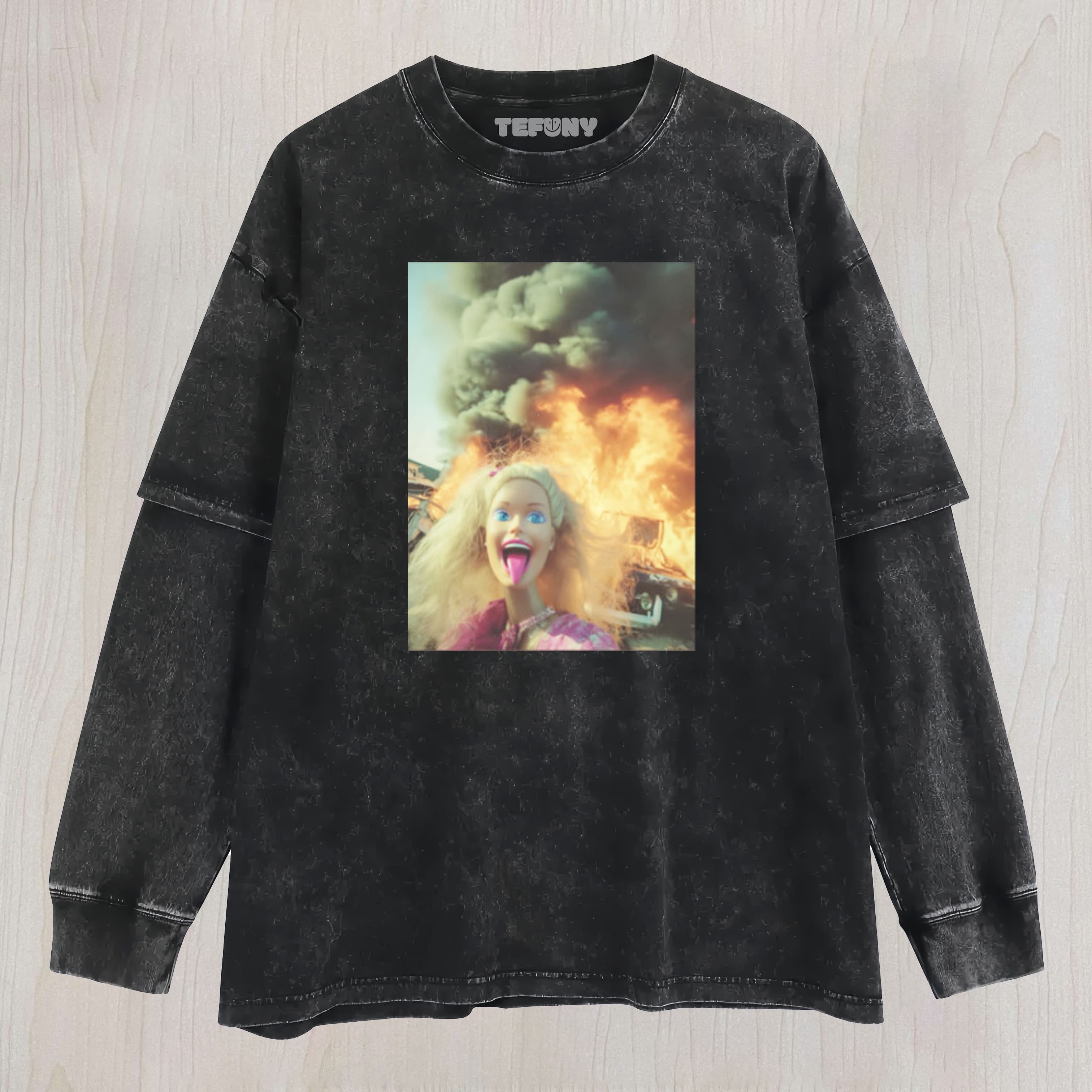 FUNNY DISGUSTING DOLL FACE MEME SMOKING UNISEX TEE, TANK TOP, LAYERED LS, SWEATSHIRT & HOODIE