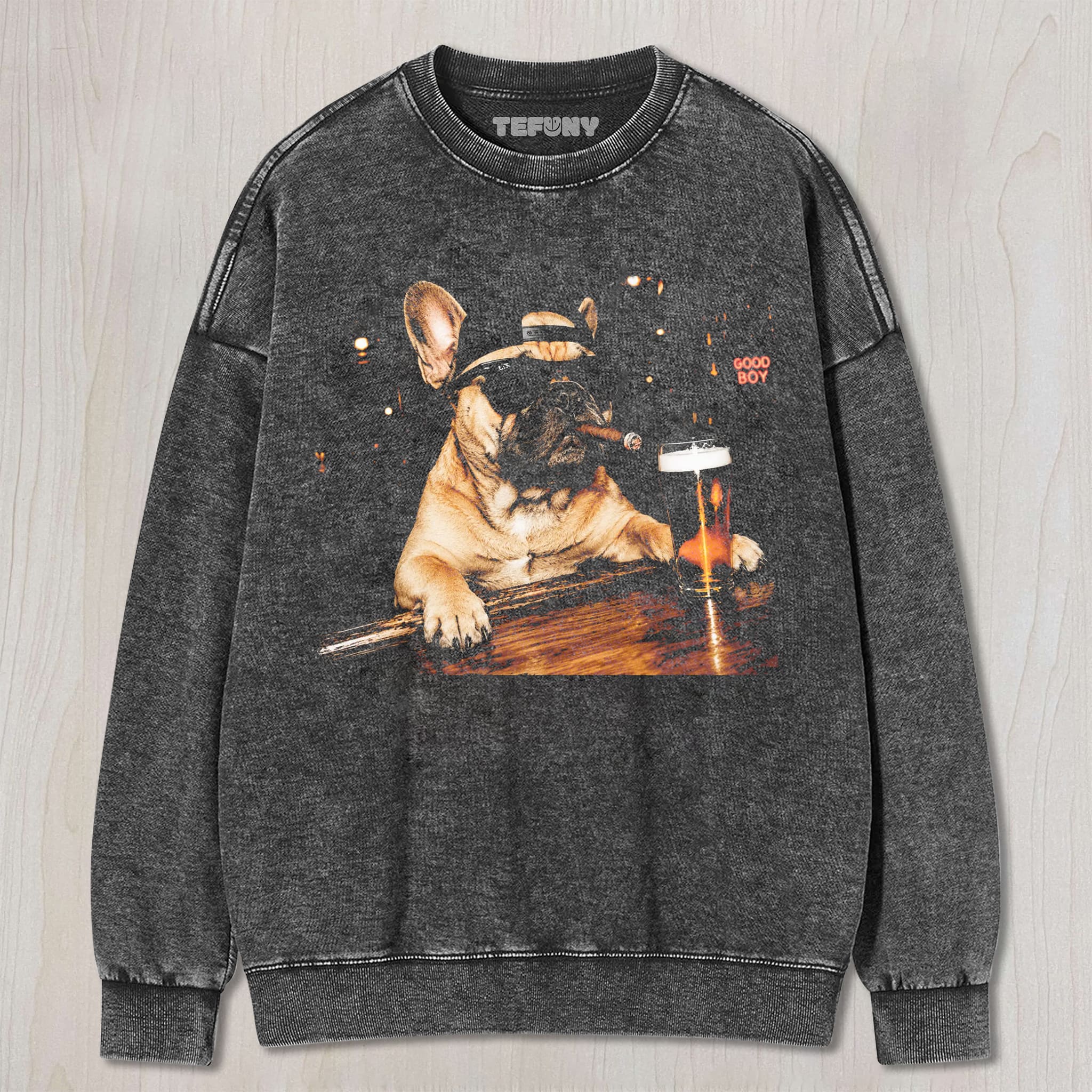 FUNNY FRENCH BULLDOG SMOKING CIGAR UNISEX TEE, TANK TOP, LAYERED LS, SWEATSHIRT & HOODIE