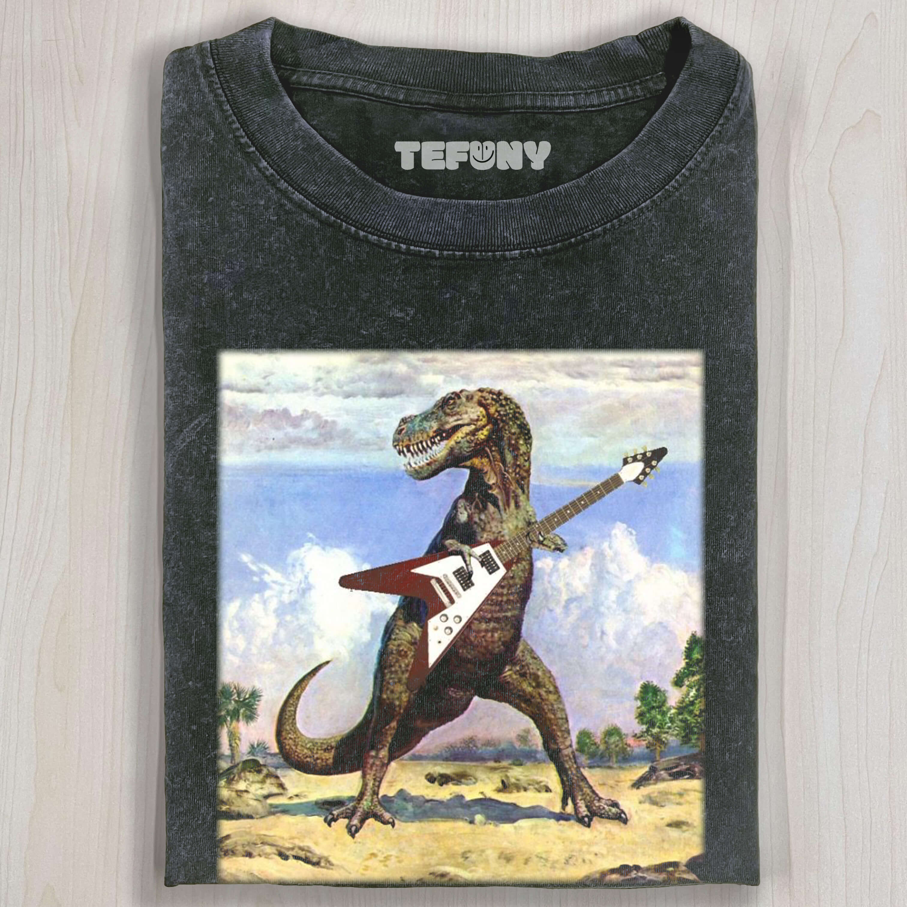 FUNNY GUITAR DINOSAUR T-SHIRT