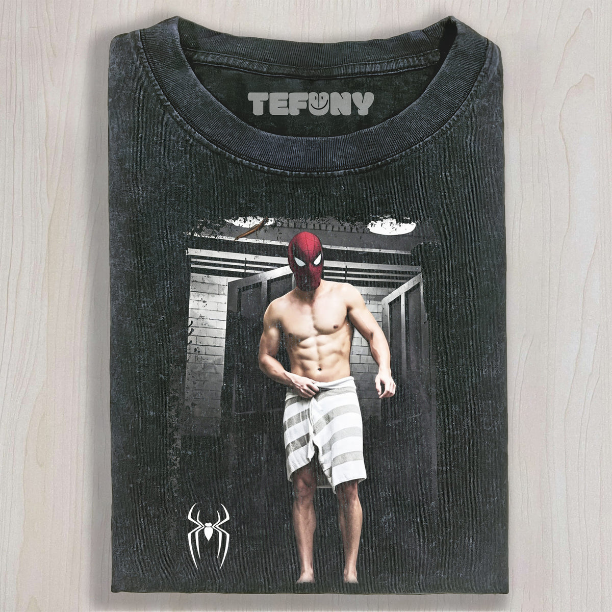 FUNNY SPIDER TOWEL SCENE UNISEX TEE, TANK TOP, LAYERED LS, SWEATSHIRT & HOODIE