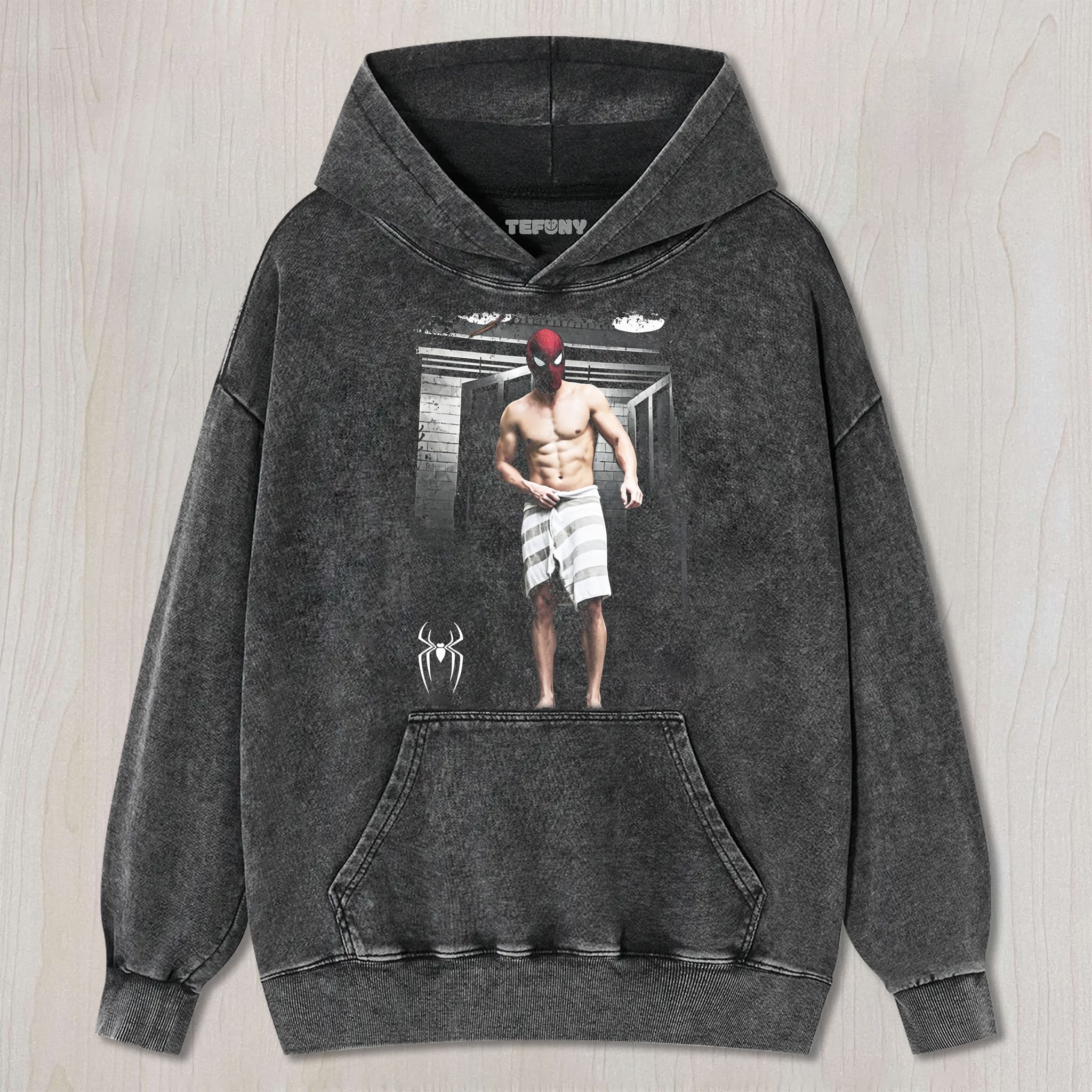FUNNY SPIDER TOWEL SCENE UNISEX TEE, TANK TOP, LAYERED LS, SWEATSHIRT & HOODIE