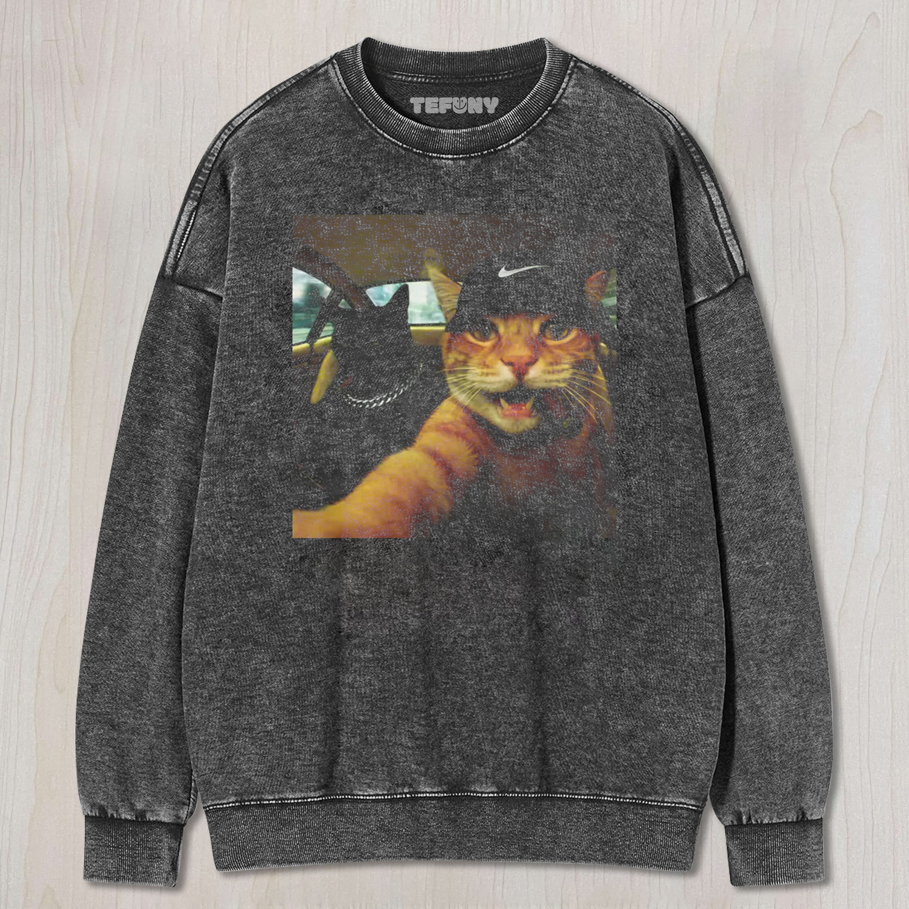 FUNNY CAT GRAPHIC TEE & SWEAT & HOOD