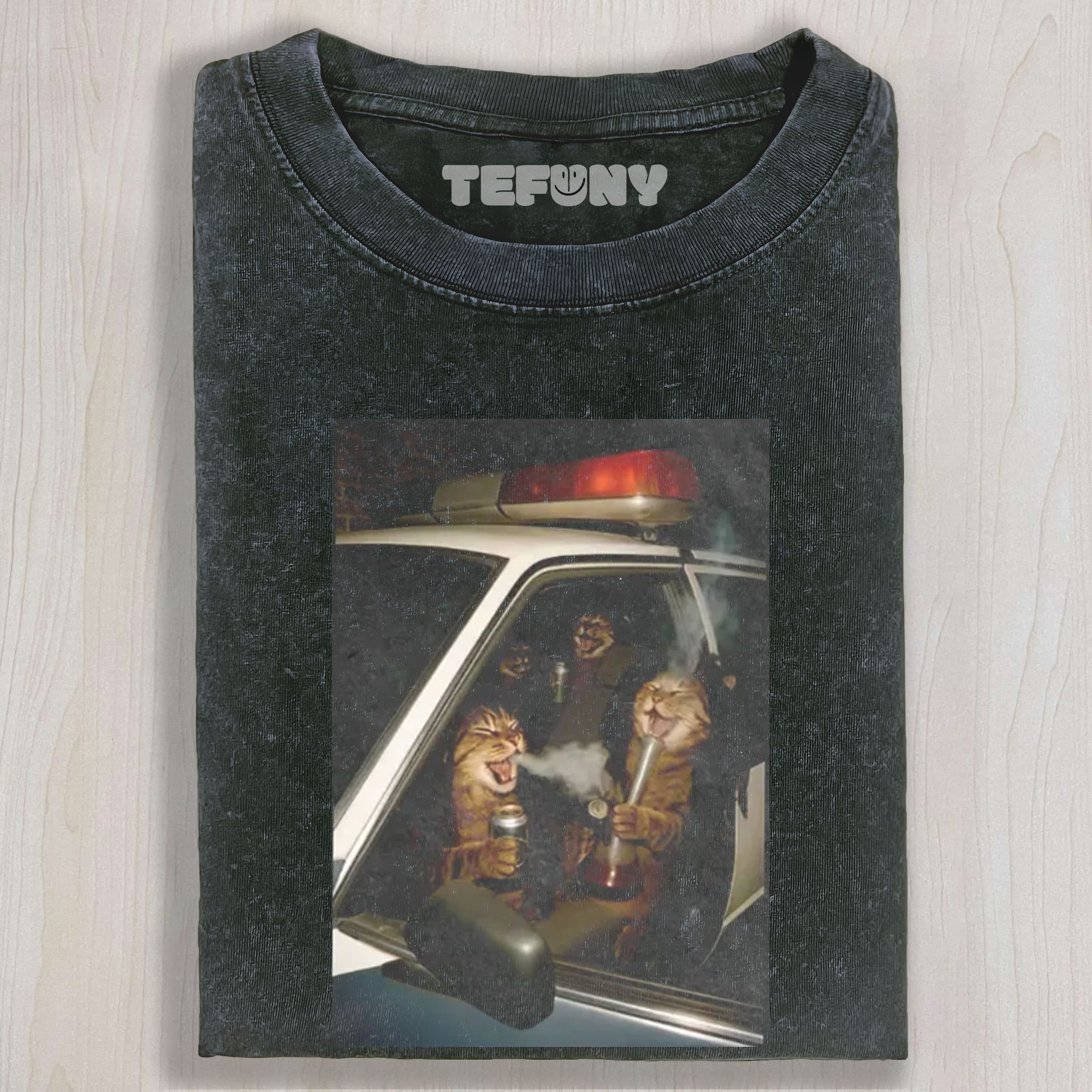 FUNNY CAT GRAPHICS WASHED TEE & SWEAT & HOOD