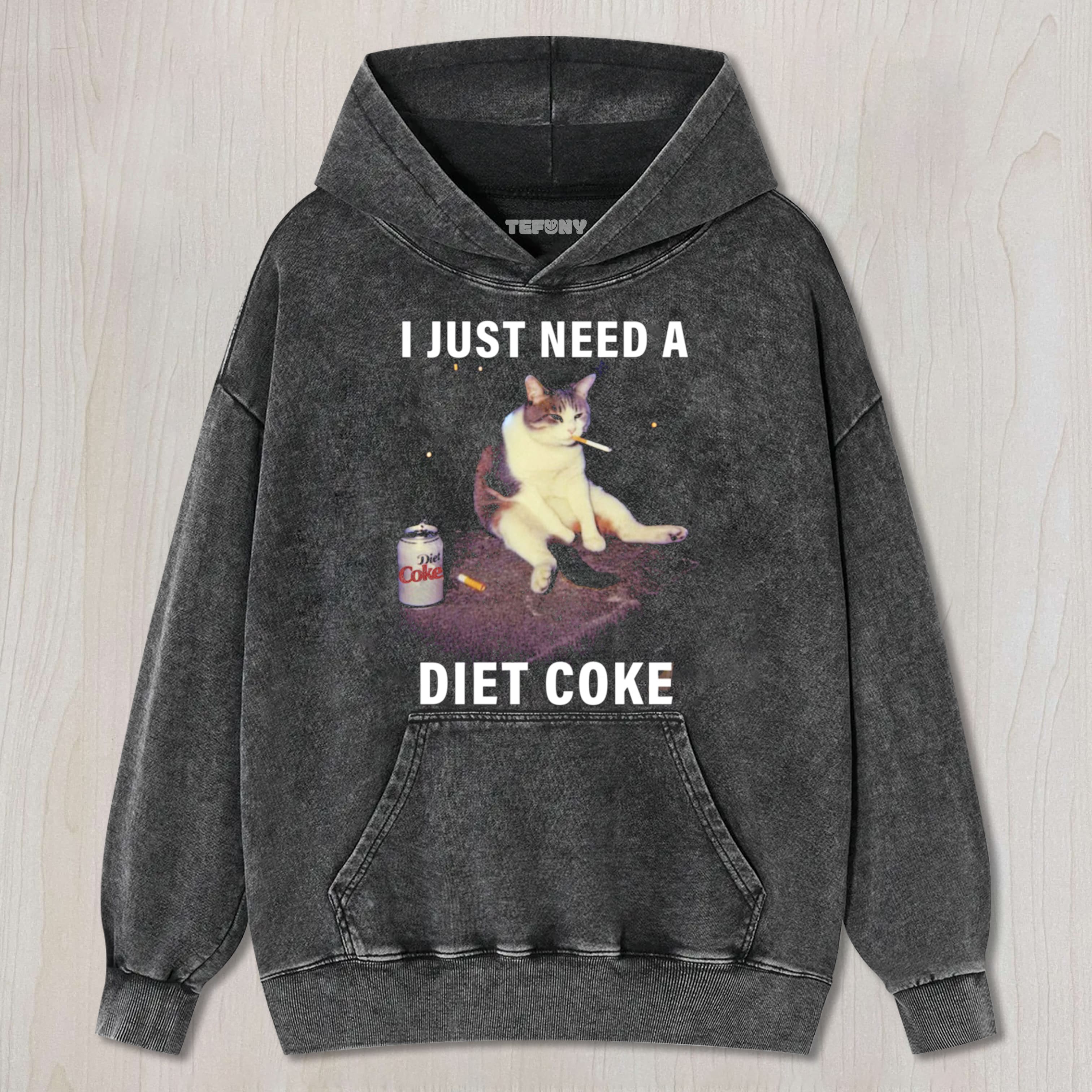 FUNNY CAT MEME I JUST NEED A DIET COKE TEE & SWEAT & HOOD