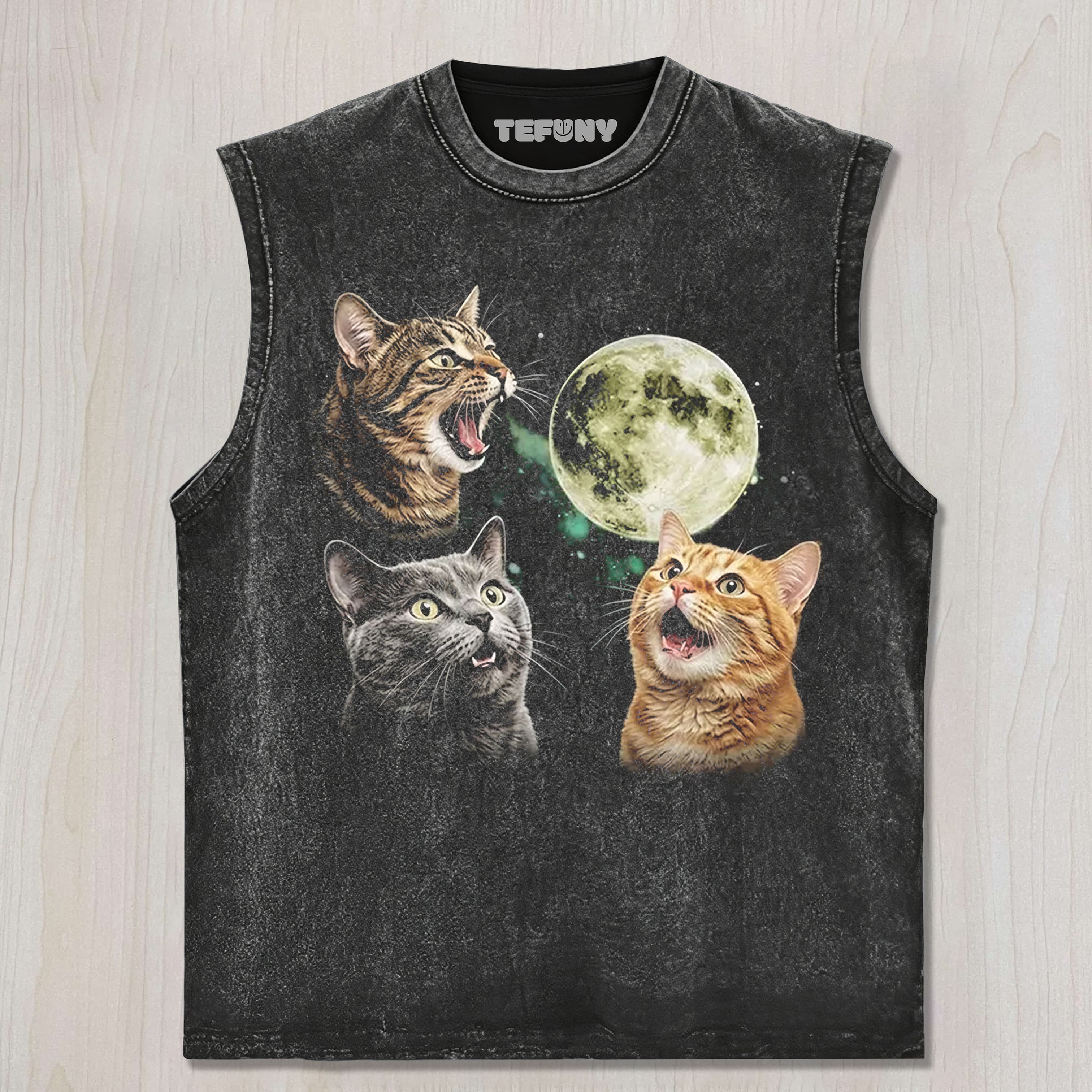 FUNNY CAT MOON UNISEX TEE, TANK TOP, LAYERED LS, SWEATSHIRT & HOODIE