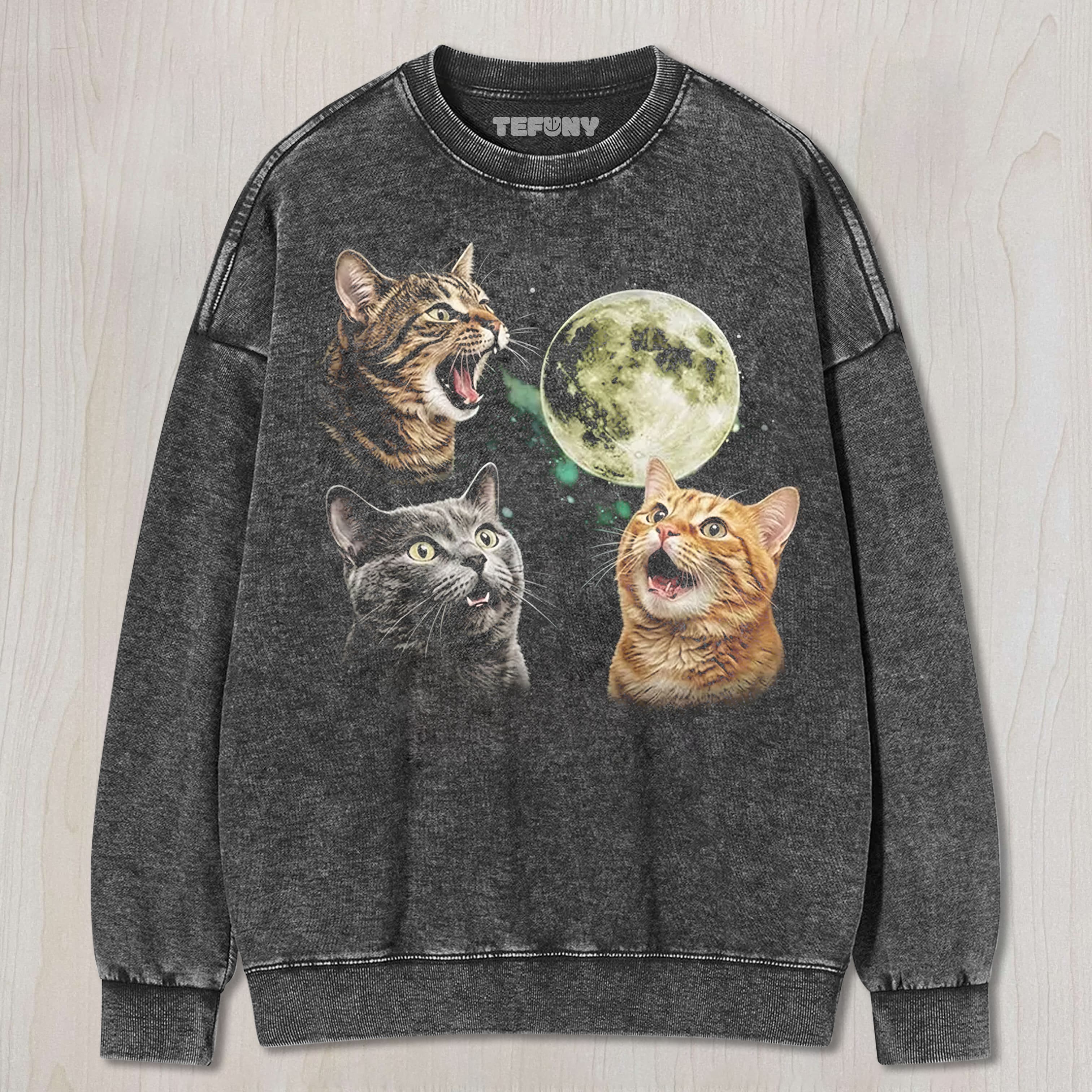 FUNNY CAT MOON UNISEX TEE, TANK TOP, LAYERED LS, SWEATSHIRT & HOODIE