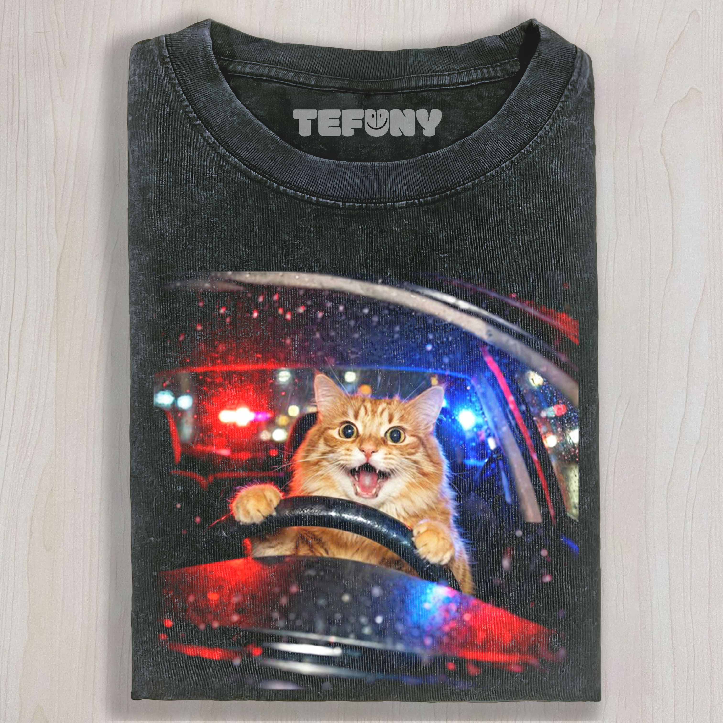 FUNNY CAT POLICE CAR MEME TEE & SWEAT & HOOD