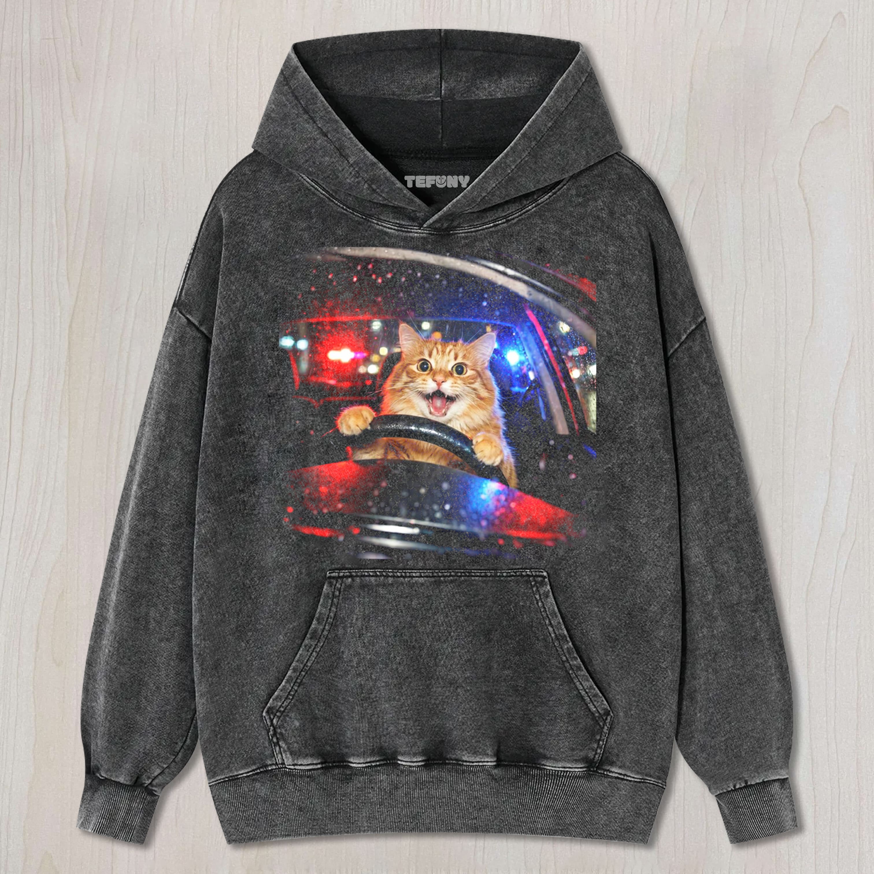 FUNNY CAT POLICE CAR MEME TEE & SWEAT & HOOD