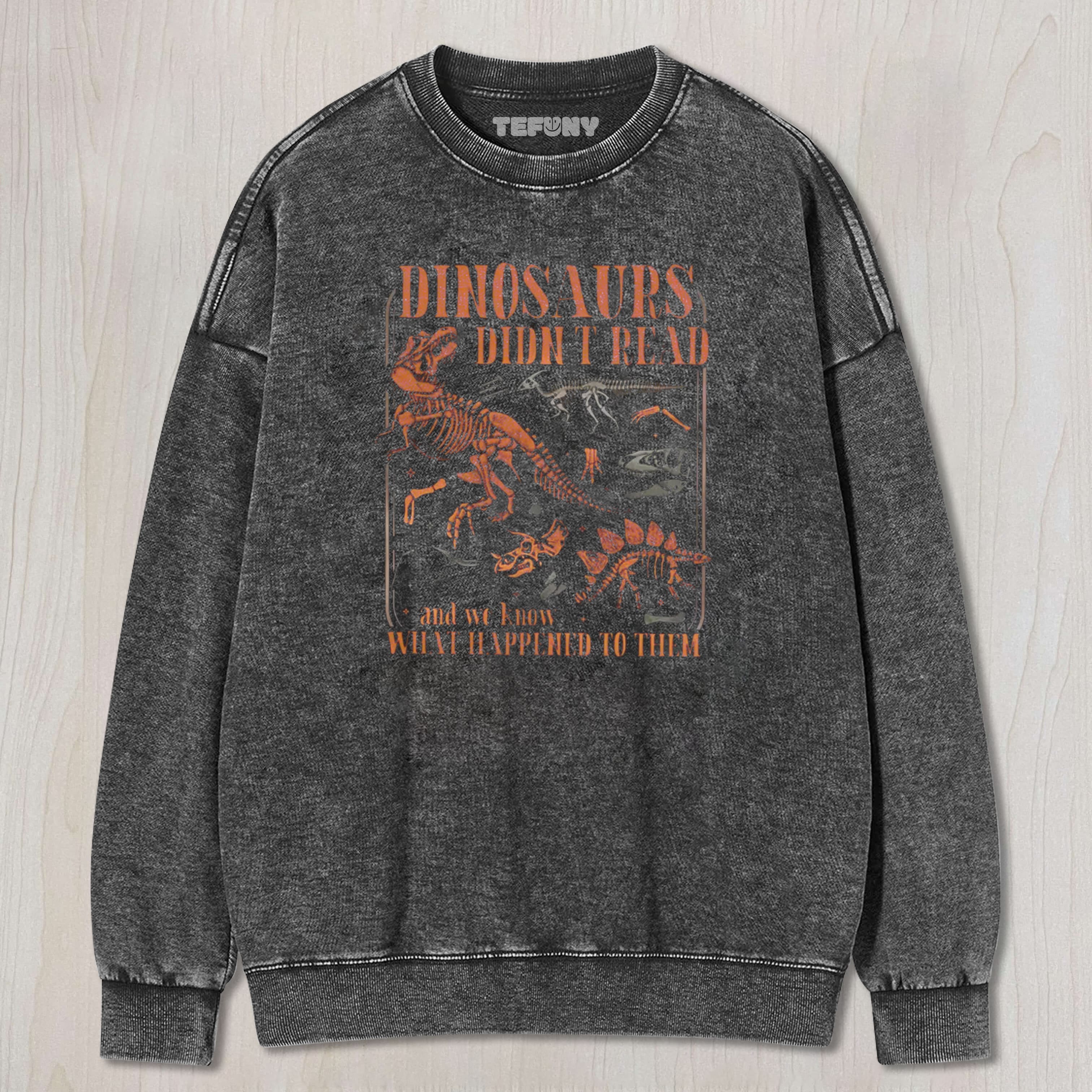 FUNNY DINOSAURS DIDN'T READ WASHED TEE & SWEAT & HOOD