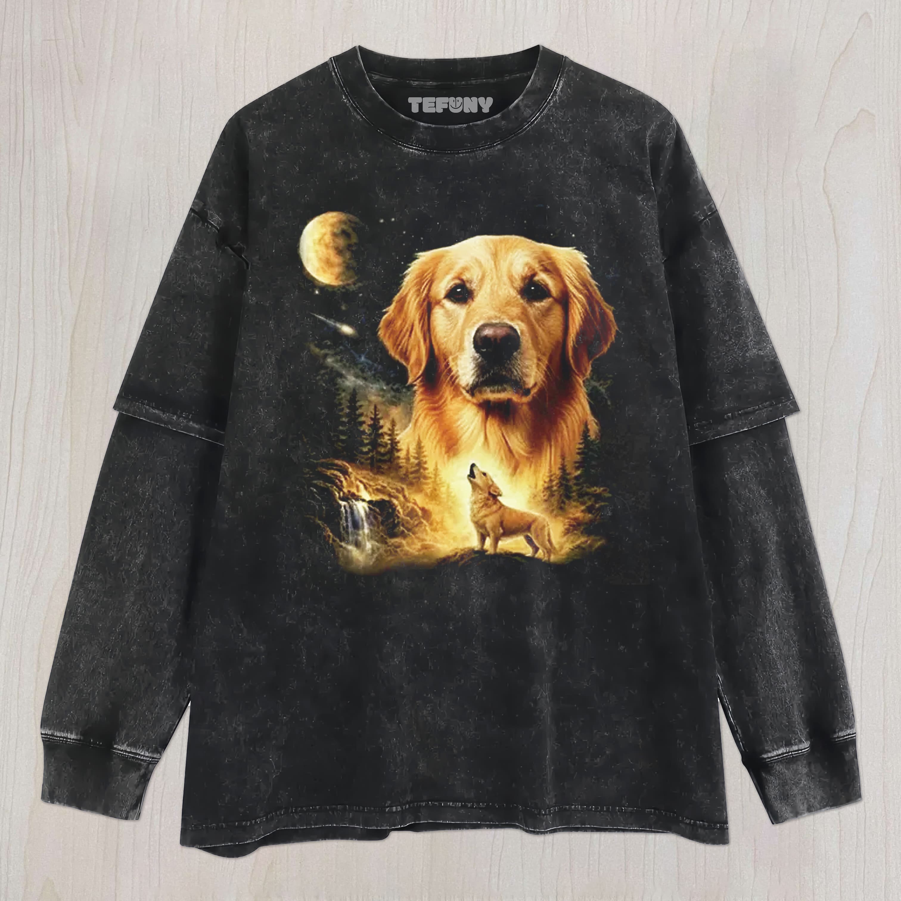 FUNNY DOG MOON UNISEX TEE, TANK TOP, LAYERED LS, SWEATSHIRT & HOODIE
