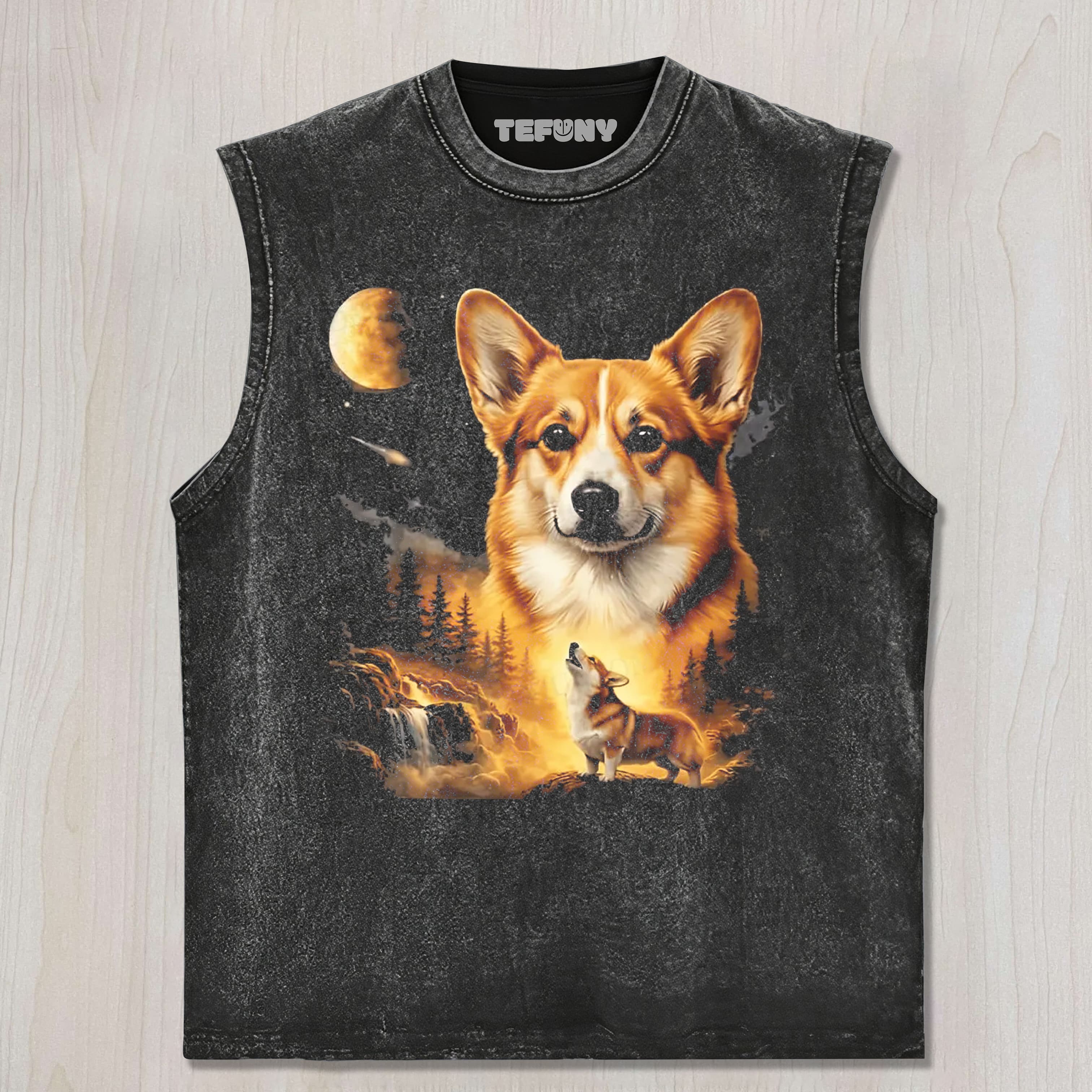 FUNNY DOG MOON V1 UNISEX TEE, TANK TOP, LAYERED LS, SWEATSHIRT & HOODIE