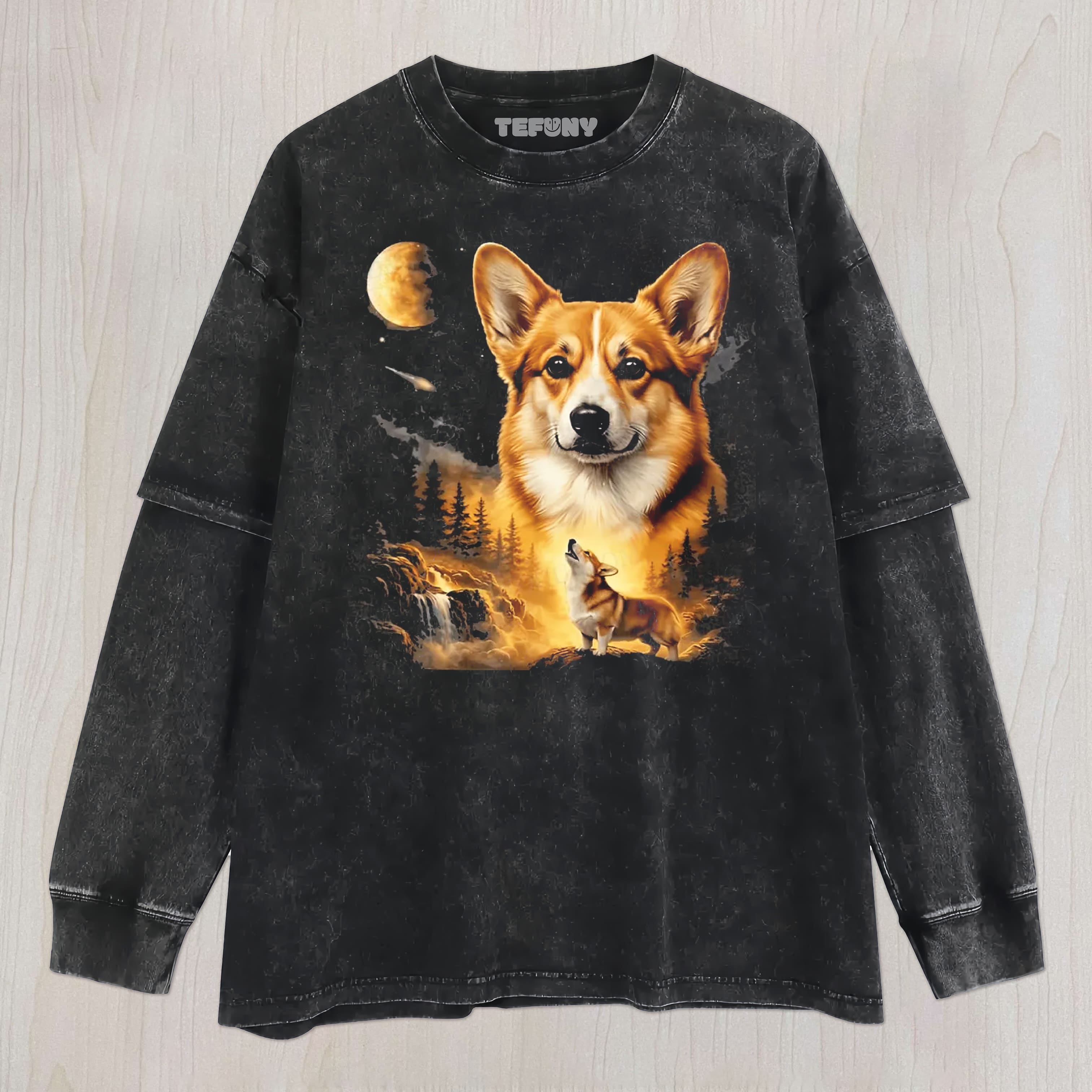 FUNNY DOG MOON V1 UNISEX TEE, TANK TOP, LAYERED LS, SWEATSHIRT & HOODIE